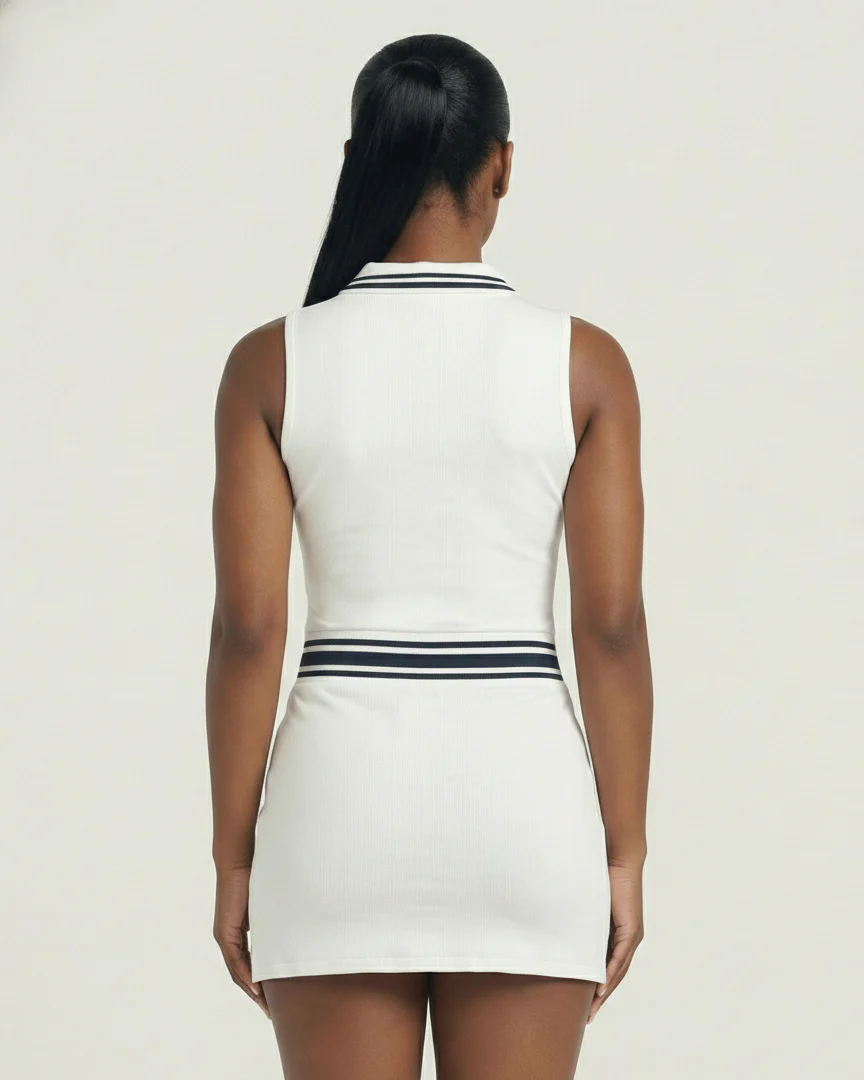 DRAYA Sporty Zip-Front Collared Top & Mini Skirt Set - Image 5