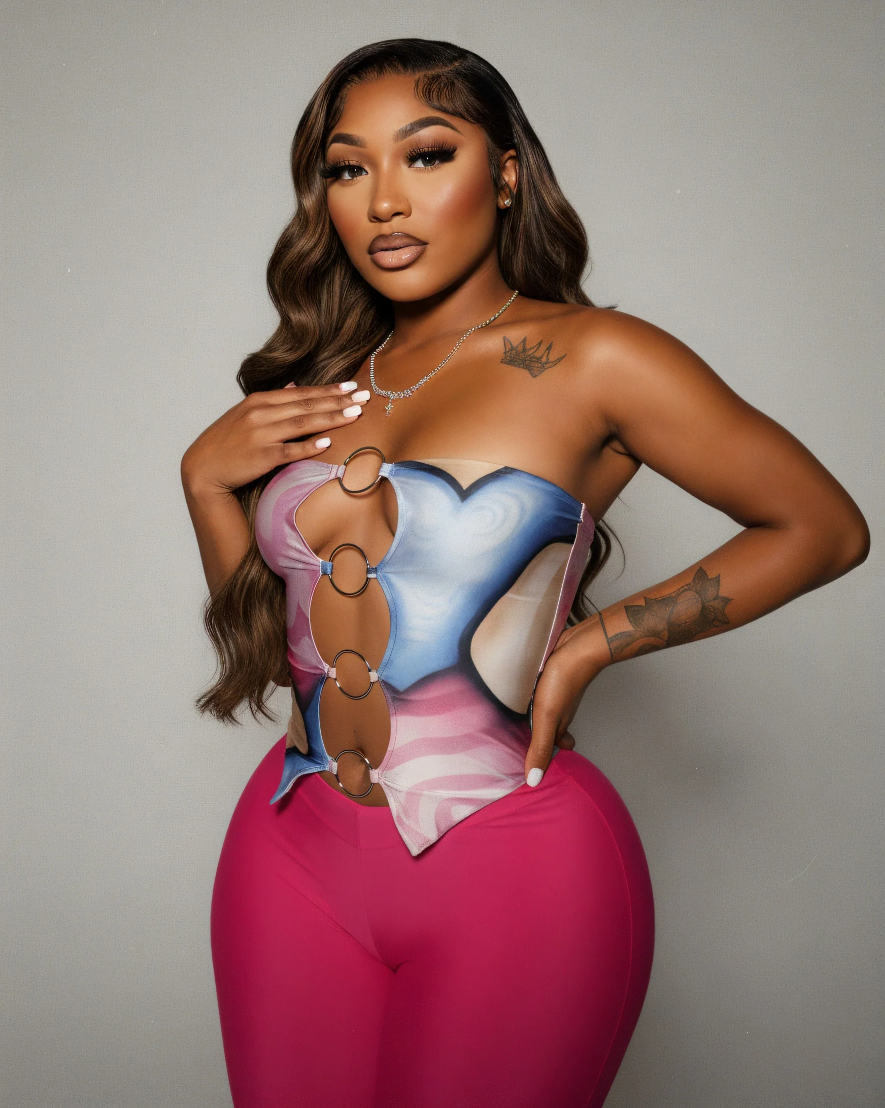 ELLIE Strapless Ring Detail Top & Capri Pants - Image 6