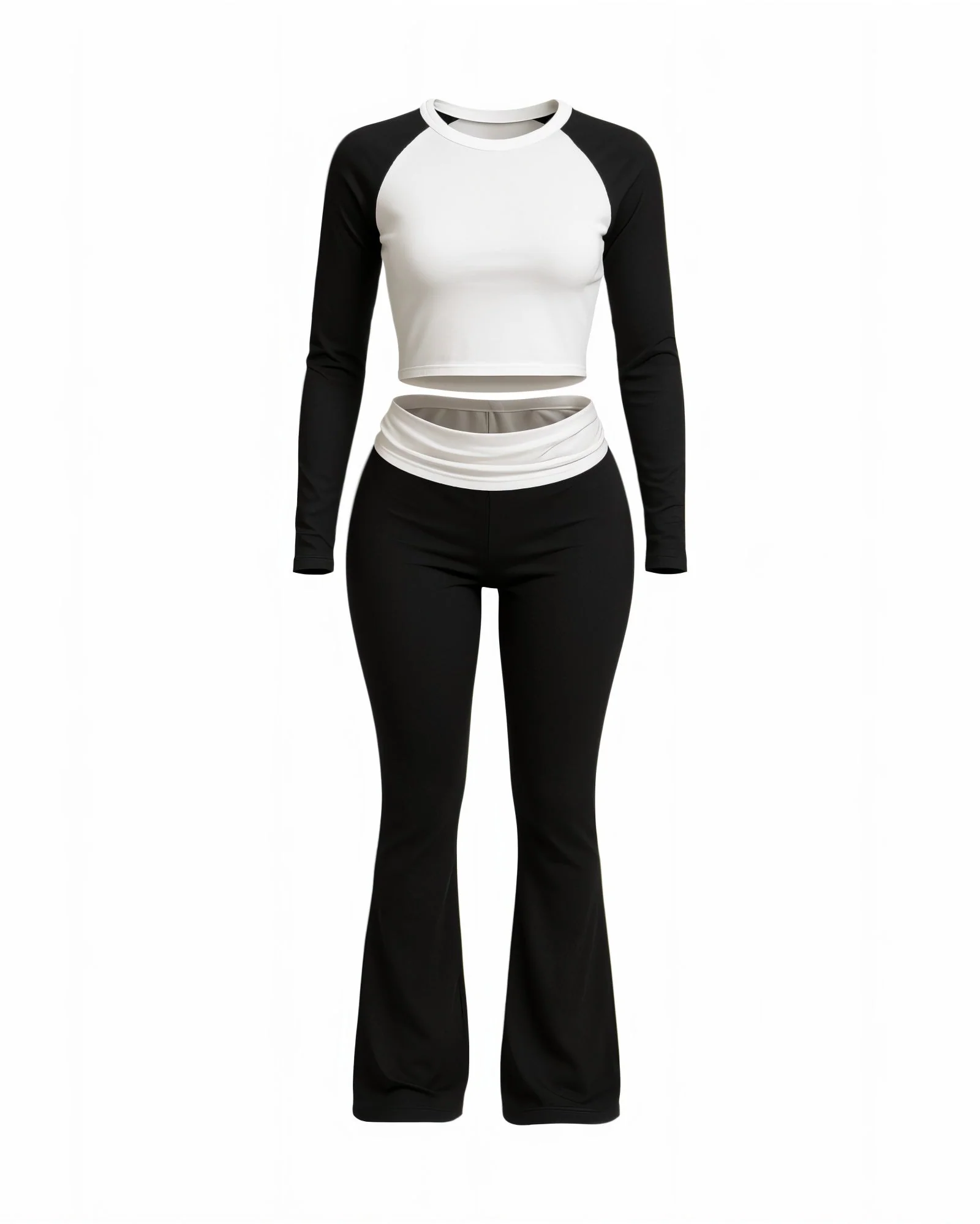 EMELIA Contrast Long Sleeve Top & Flare Pants Set - Image 6