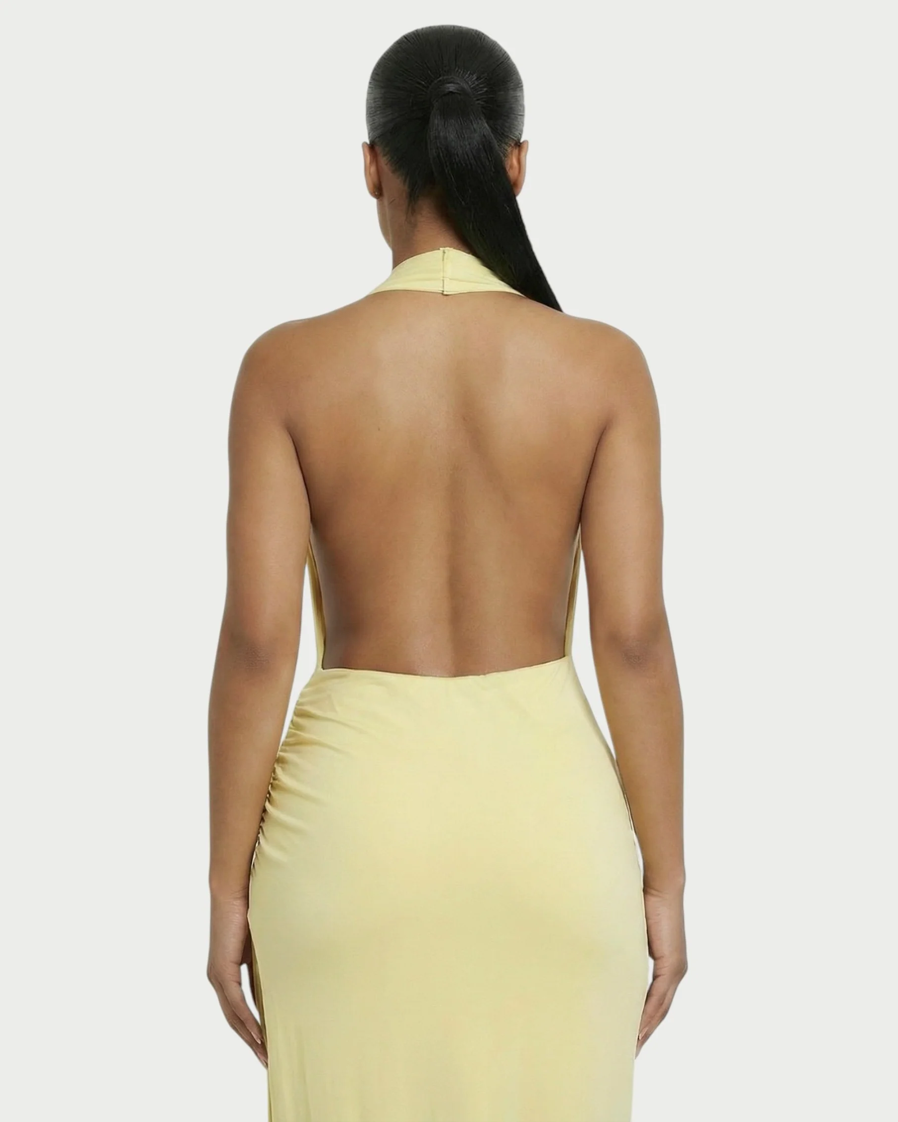 ERAYA Halter Neck Thigh-High Slit Maxi Dress - Image 5