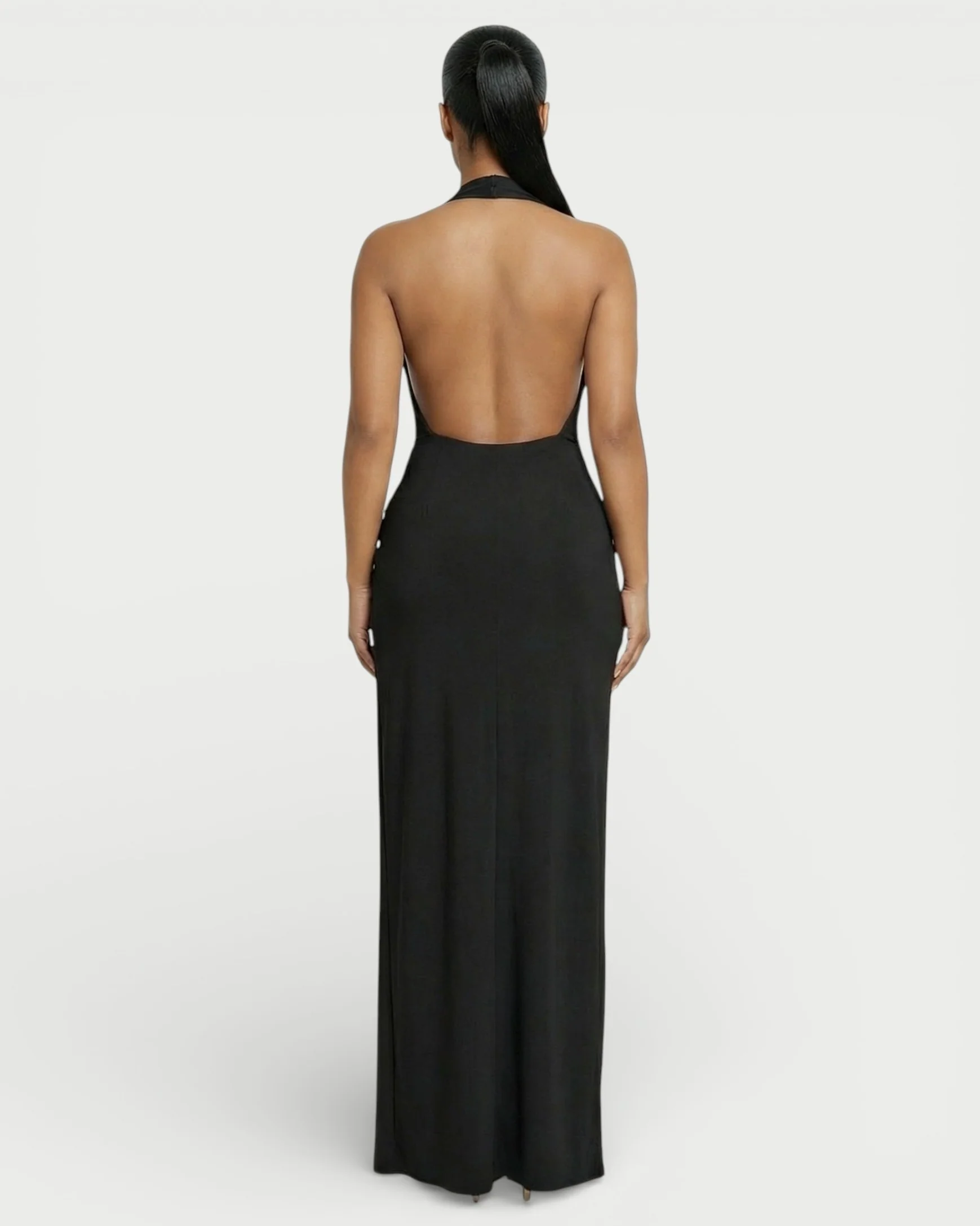 ERAYA Halter Neck Thigh-High Slit Maxi Dress - Image 9