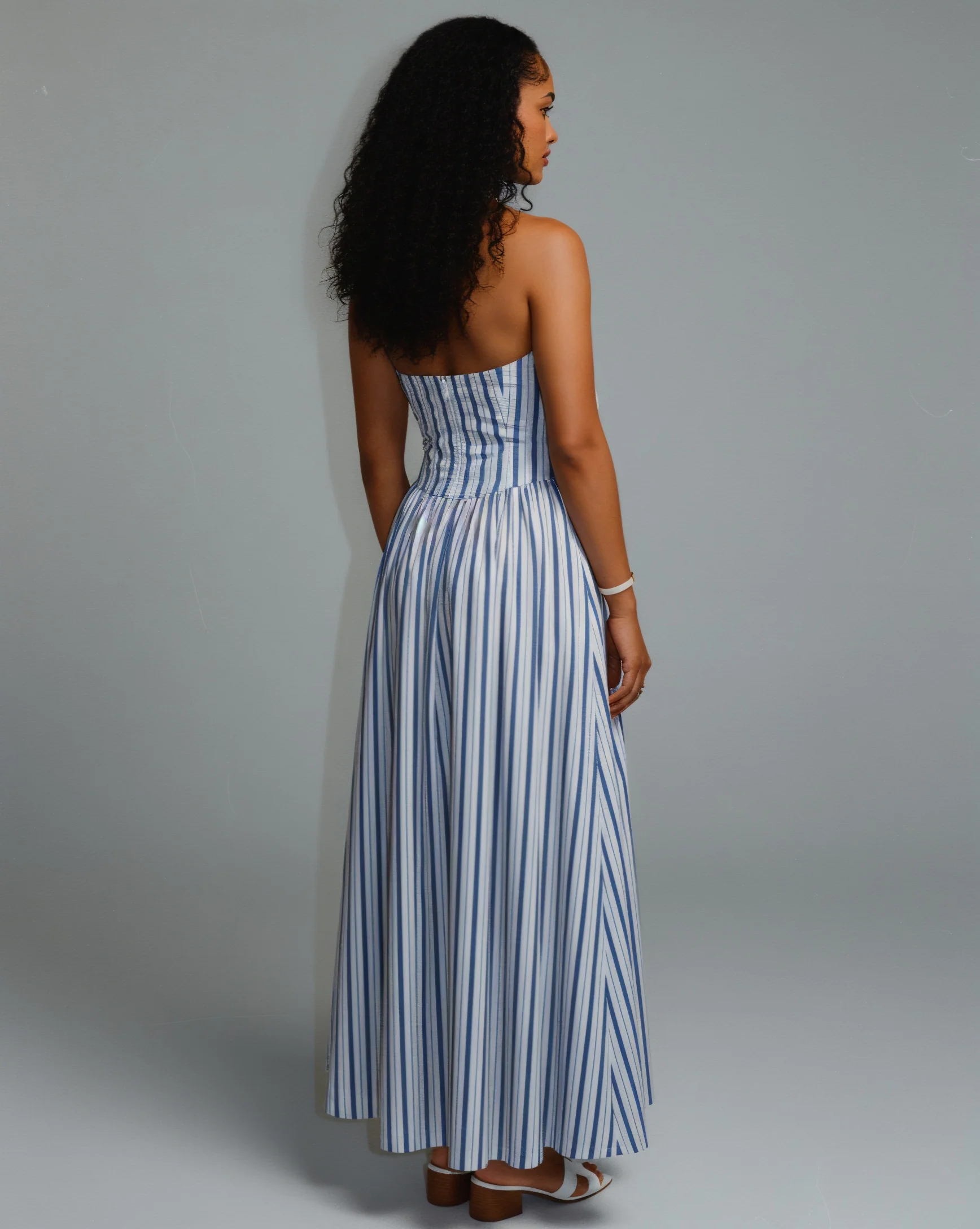 FENICIA Striped Halter Midi Dress - Image 4