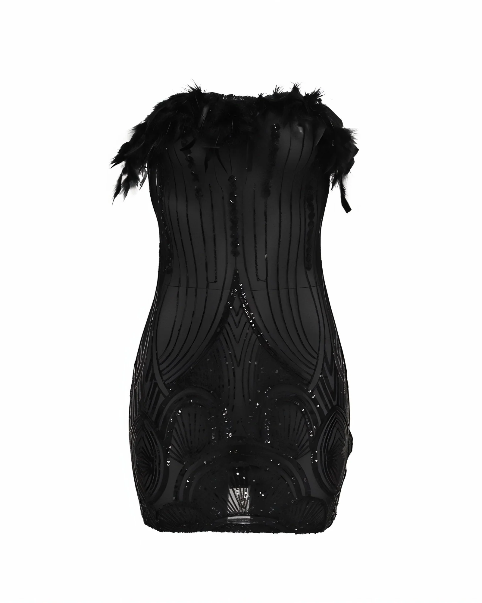 FERA Feather Trim Sequin Mini Dress - Image 5