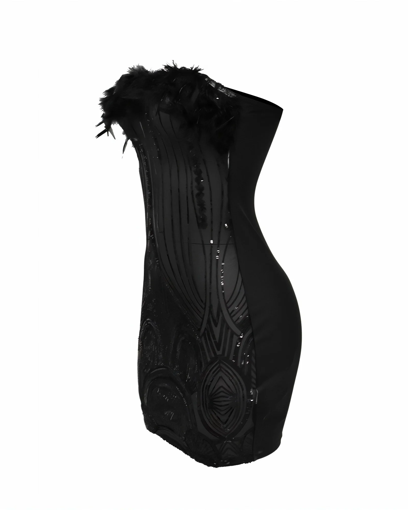 FERA Feather Trim Sequin Mini Dress - Image 6