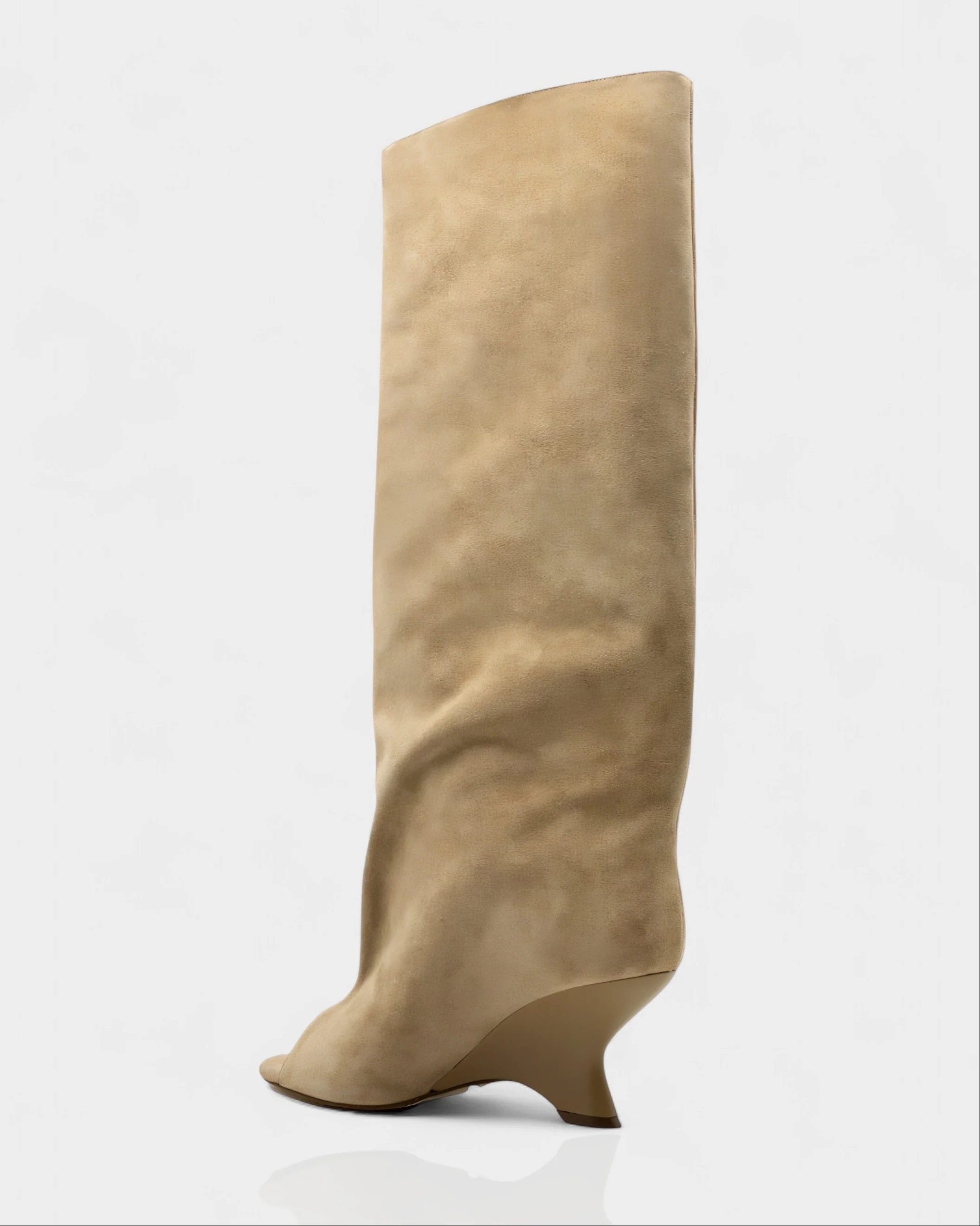 HELIRA Peep Toe Wedge Knee High Boots - Image 10