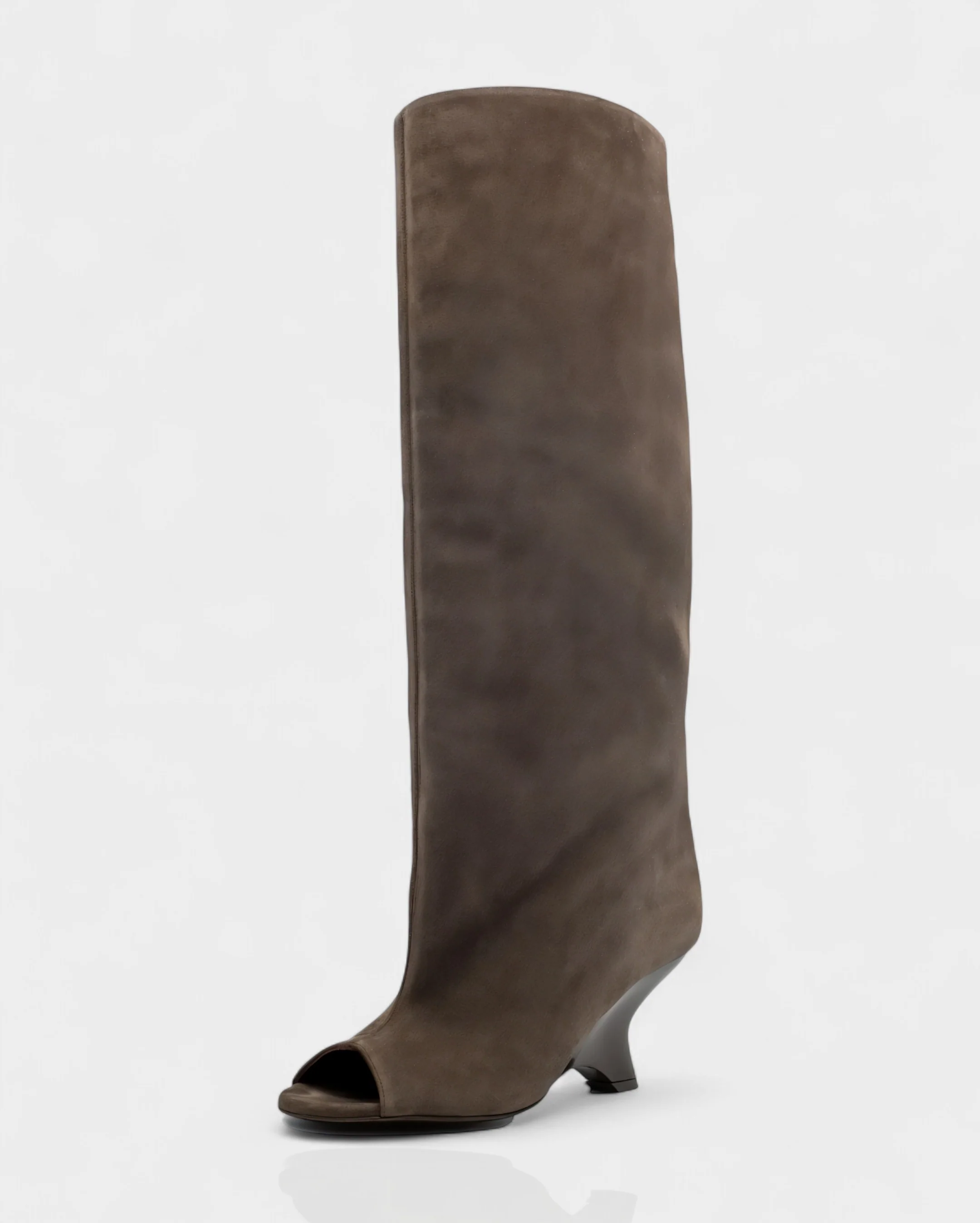 HELIRA Peep Toe Wedge Knee High Boots - Image 12