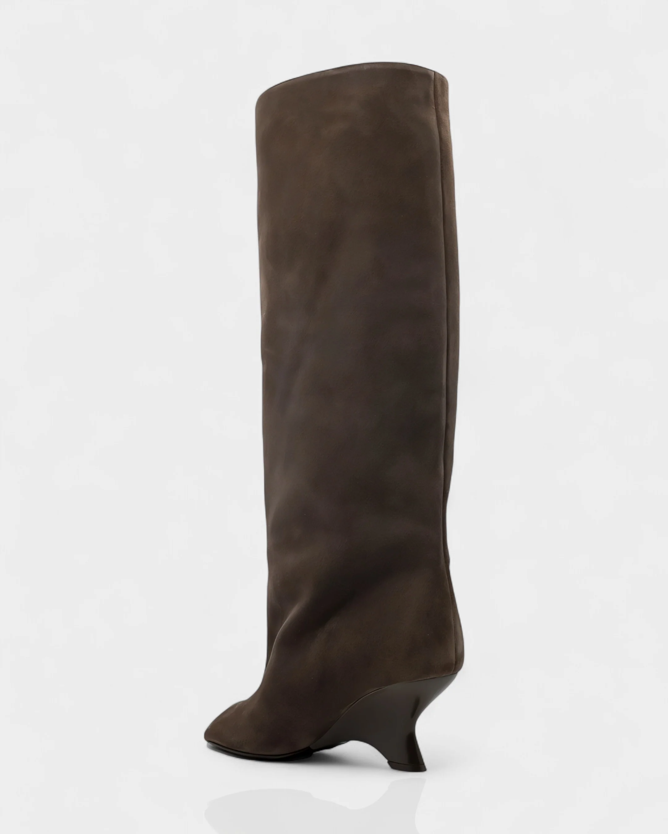 HELIRA Peep Toe Wedge Knee High Boots - Image 14