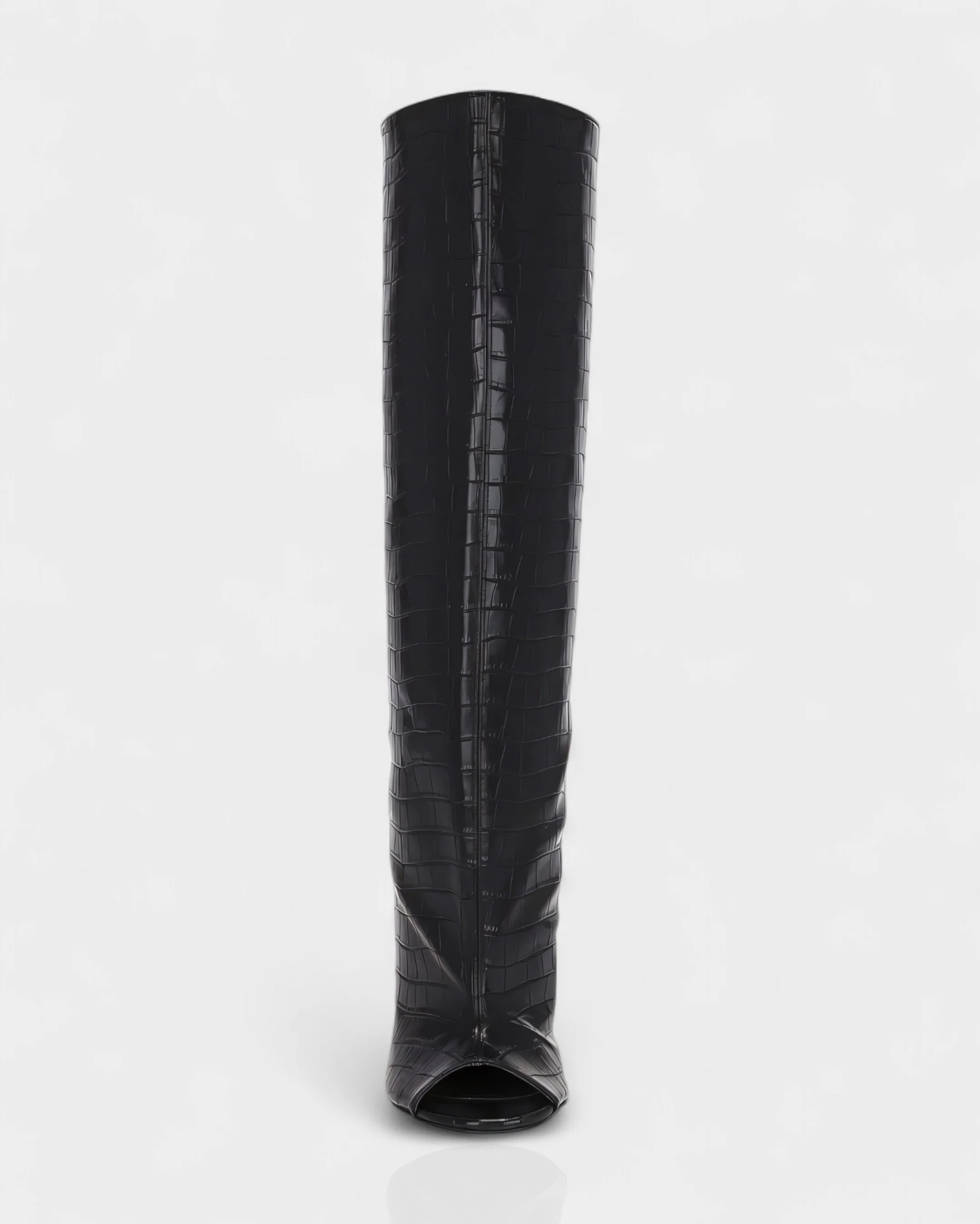 HELIRA Peep Toe Wedge Knee High Boots - Image 25