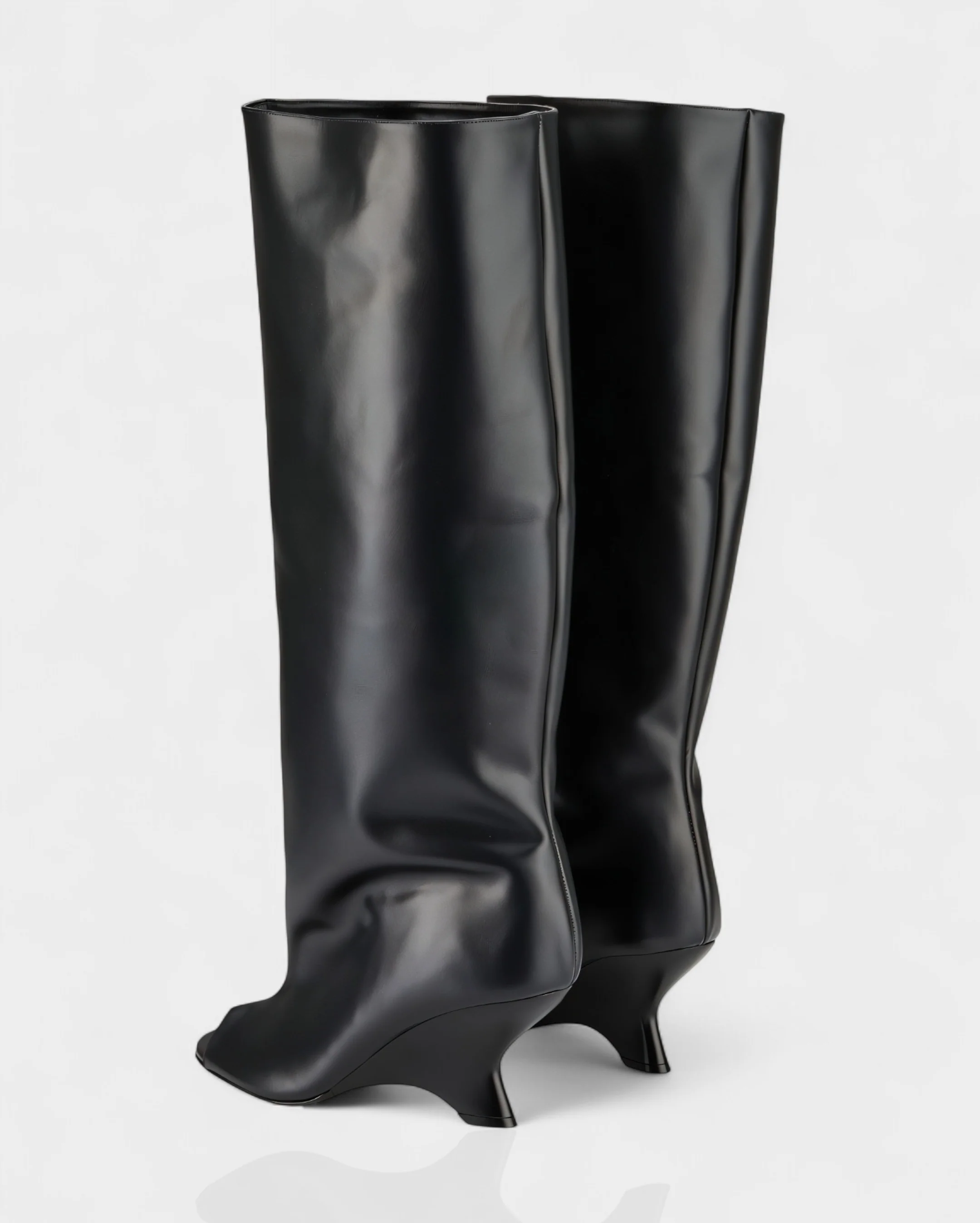 HELIRA Peep Toe Wedge Knee High Boots - Image 3