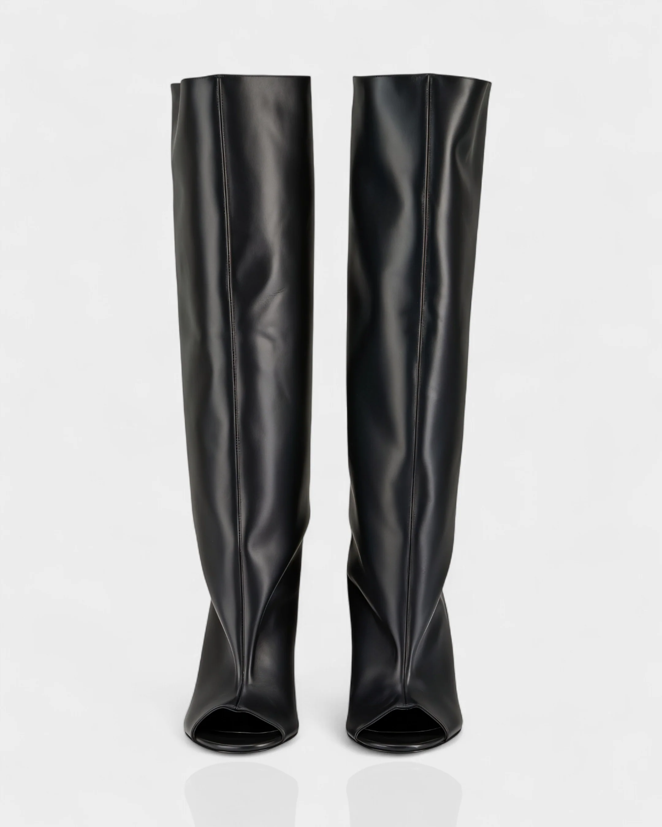 HELIRA Peep Toe Wedge Knee High Boots - Image 4