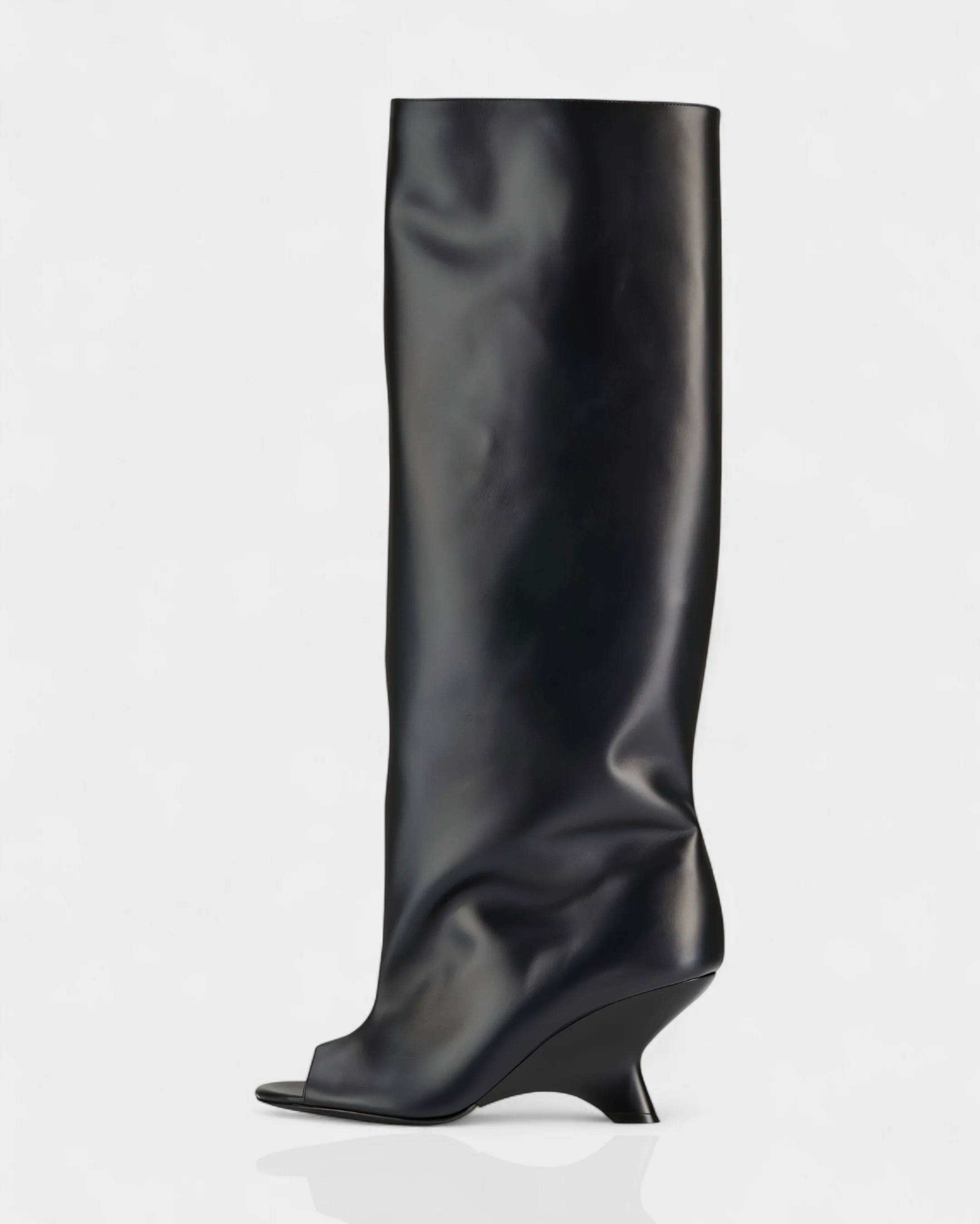 HELIRA Peep Toe Wedge Knee High Boots - Image 5