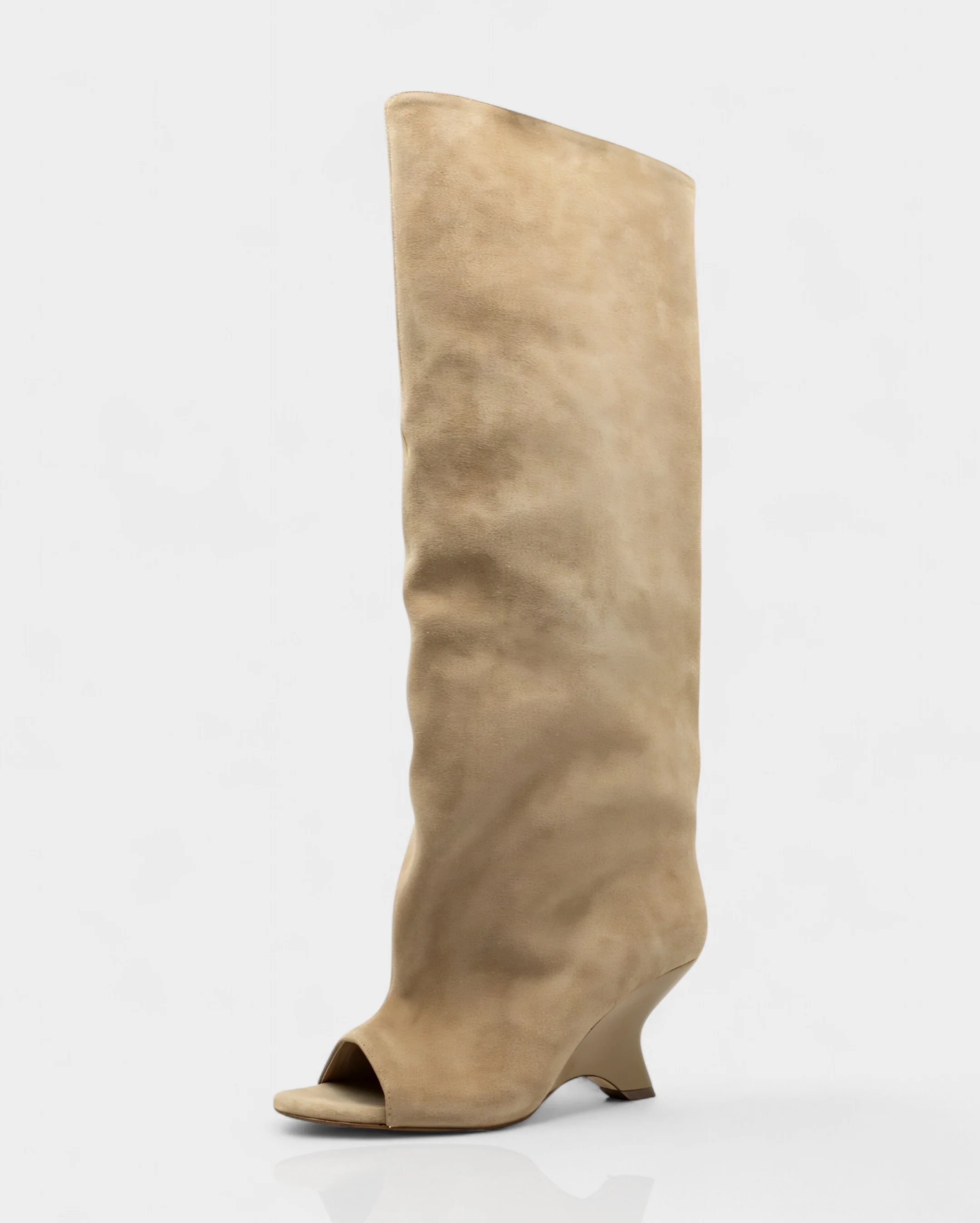 HELIRA Peep Toe Wedge Knee High Boots - Image 8