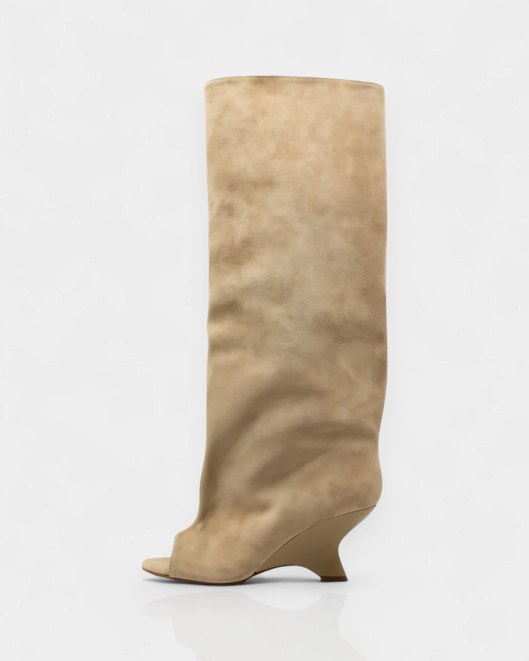 HELIRA Peep Toe Wedge Knee High Boots - Image 9