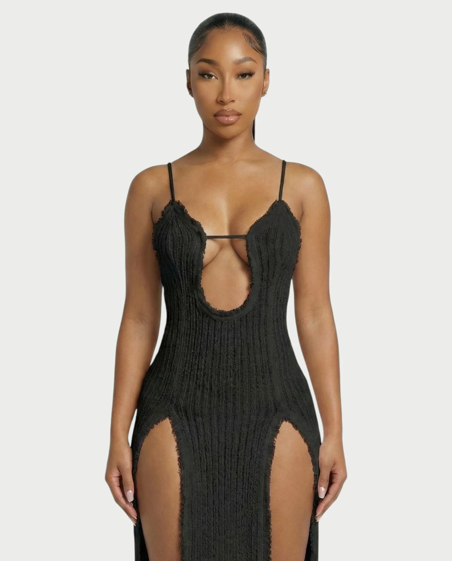 ISLA Deep-Plunge Dual-Slit Maxi Dress - Image 4