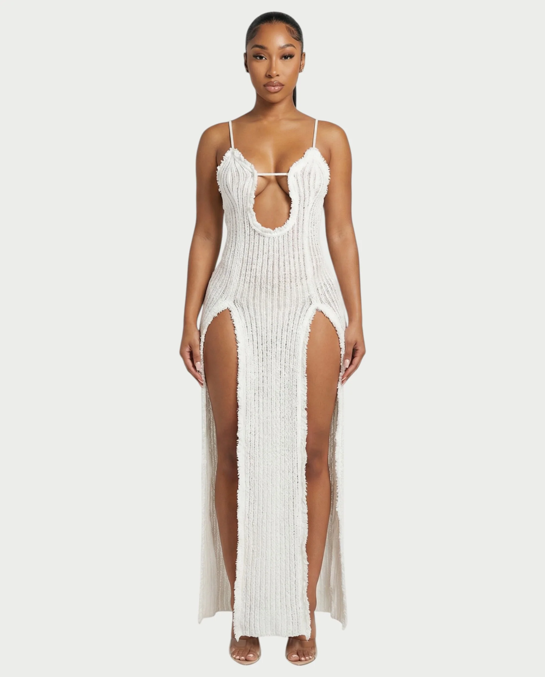 ISLA Deep-Plunge Dual-Slit Maxi Dress - Image 6