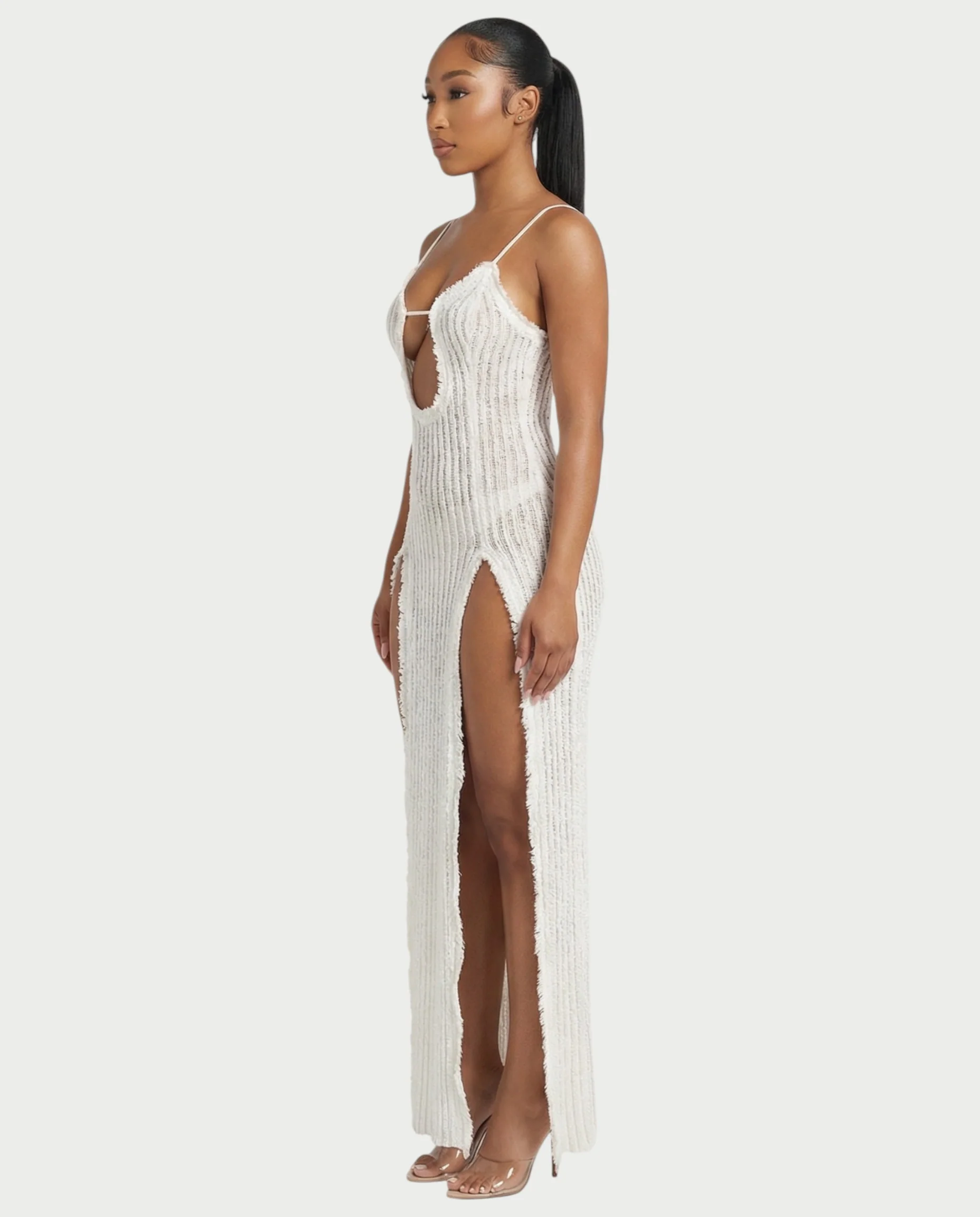 ISLA Deep-Plunge Dual-Slit Maxi Dress - Image 8