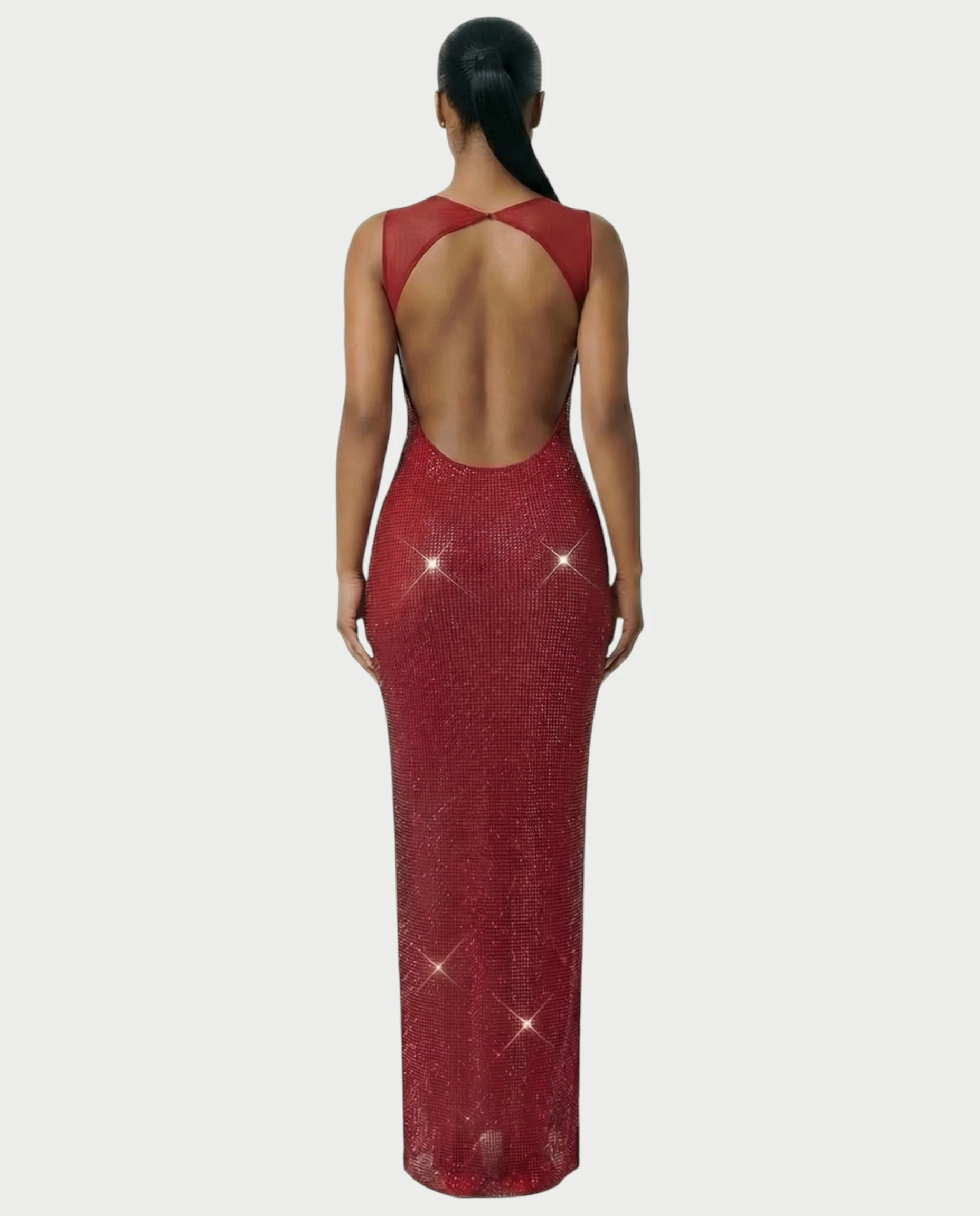 JADA Rhinestone Embelished Open-Back Maxi Dress - Image 12