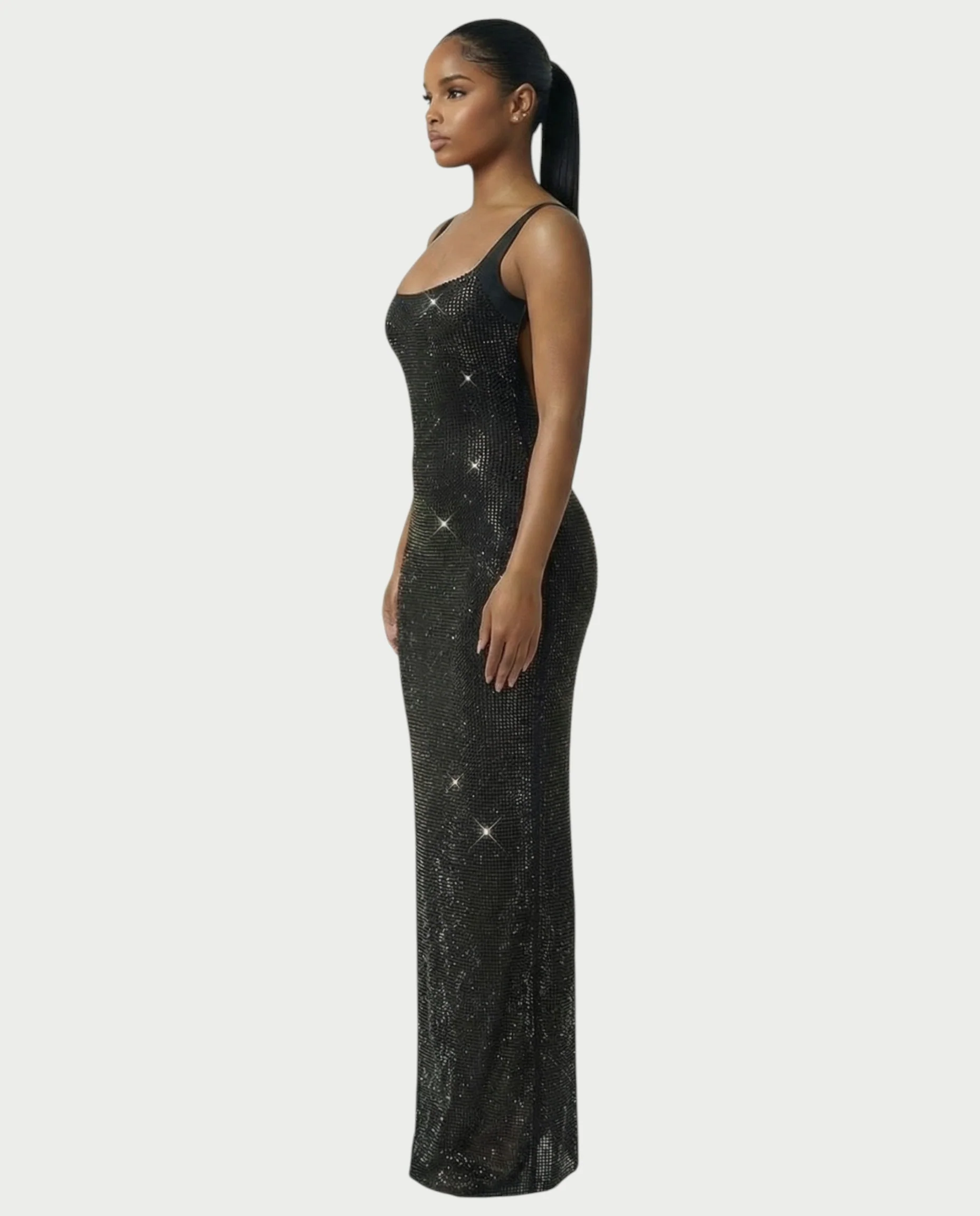 JADA Rhinestone Embelished Open-Back Maxi Dress - Image 8