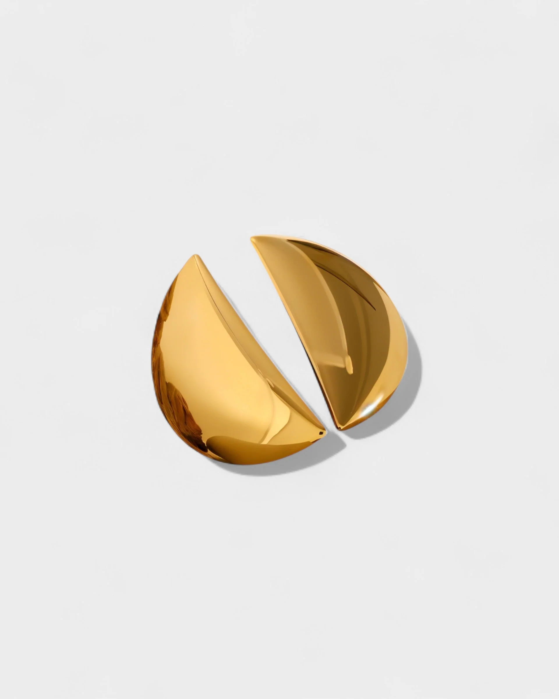 KALIRA Crescent Gold Stud Earrings - Image 3
