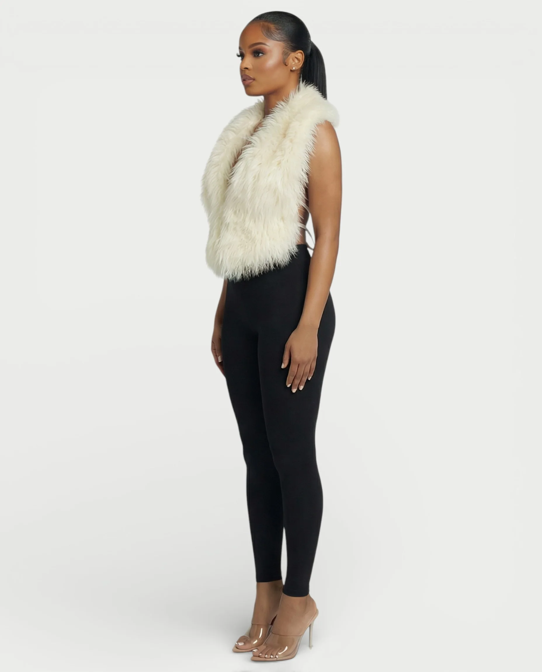 KAREYA Faux Fur Vest Top - Image 3