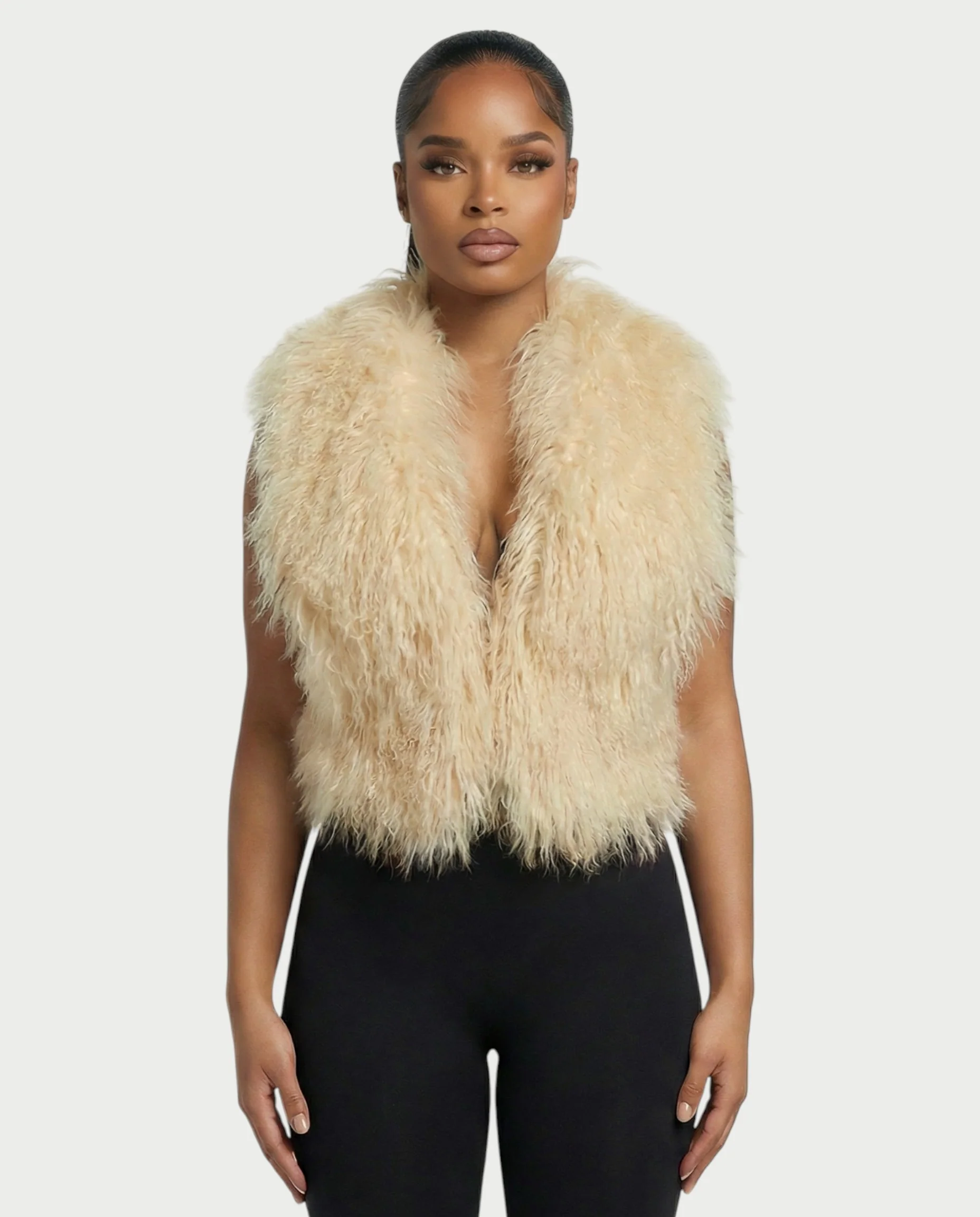KAREYA Faux Fur Vest Top - Image 7