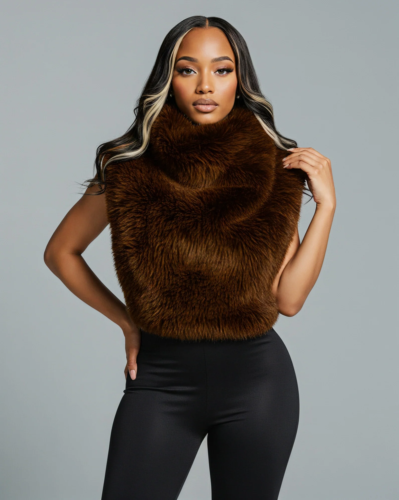 KARISE Plush Faux Fur Vest Top - Image 6