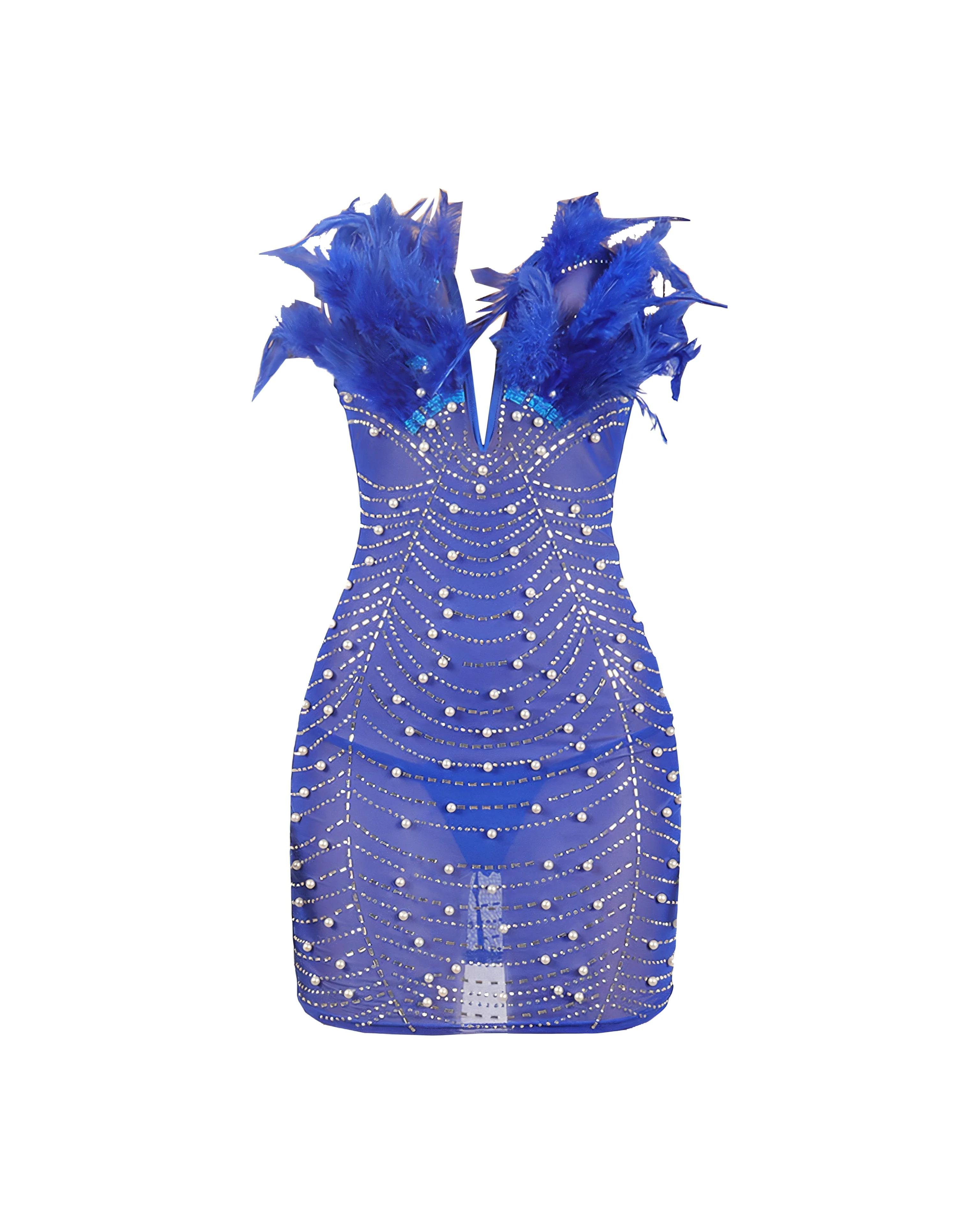 KAYALI Pearl & Rhinestone Embellished Feather Mini Dress - Image 20