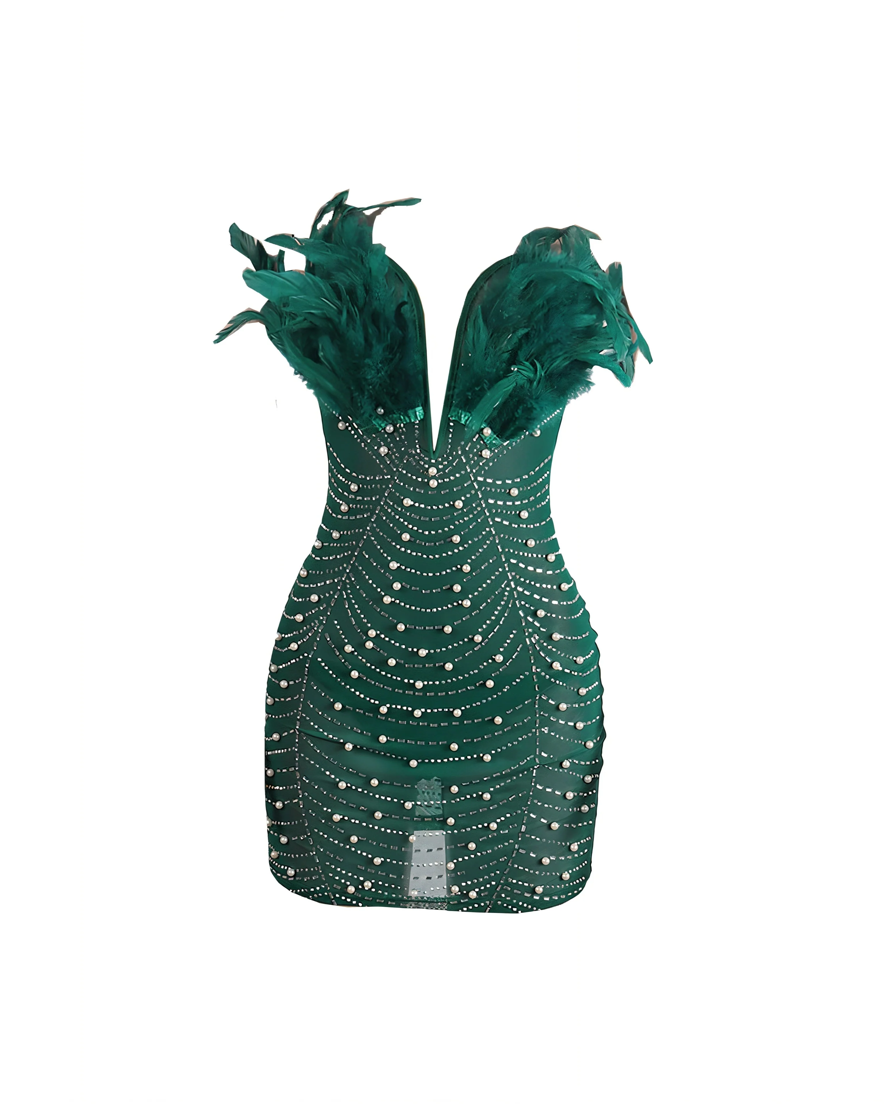 KAYALI Pearl & Rhinestone Embellished Feather Mini Dress - Image 23