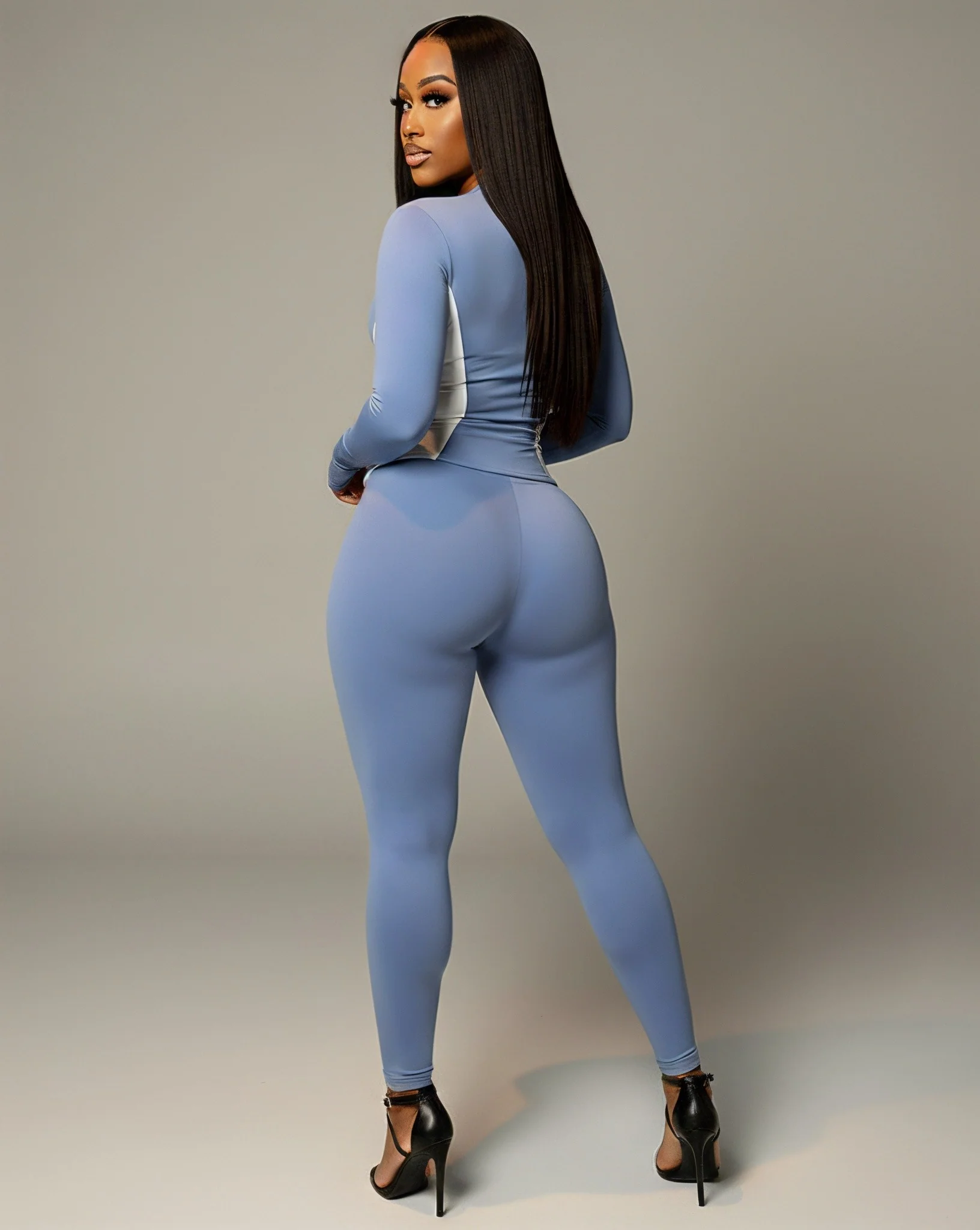 KAYLINA Contrast Zip-Up Top & Leggings Set - Image 4