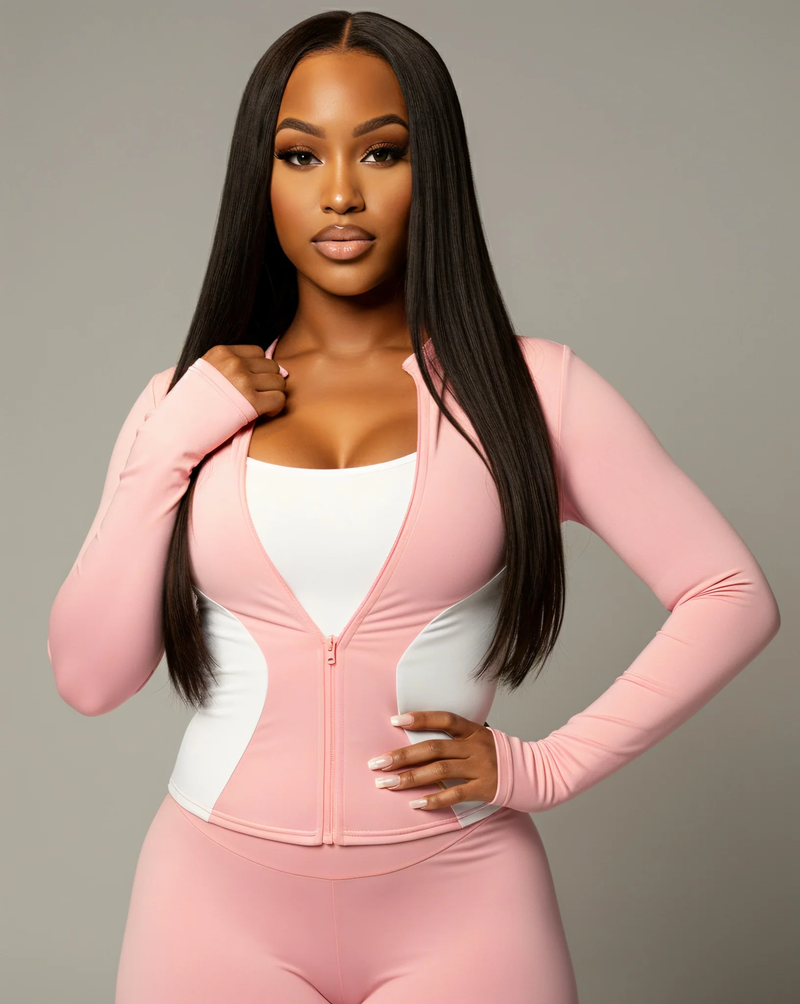 KAYLINA Contrast Zip-Up Top & Leggings Set - Image 6