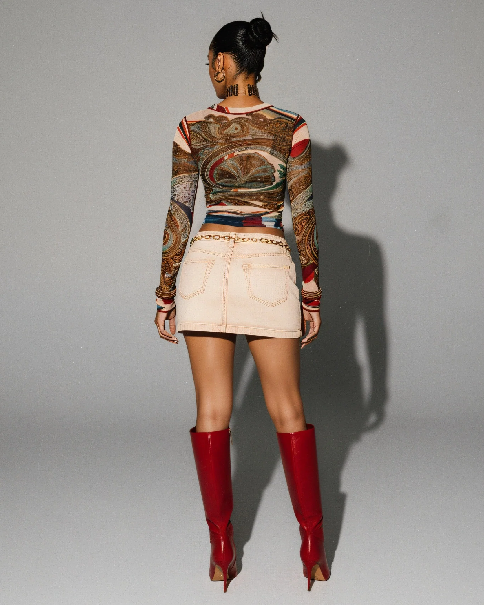 KIERRA Mesh Print Long Sleeve Top - Image 4