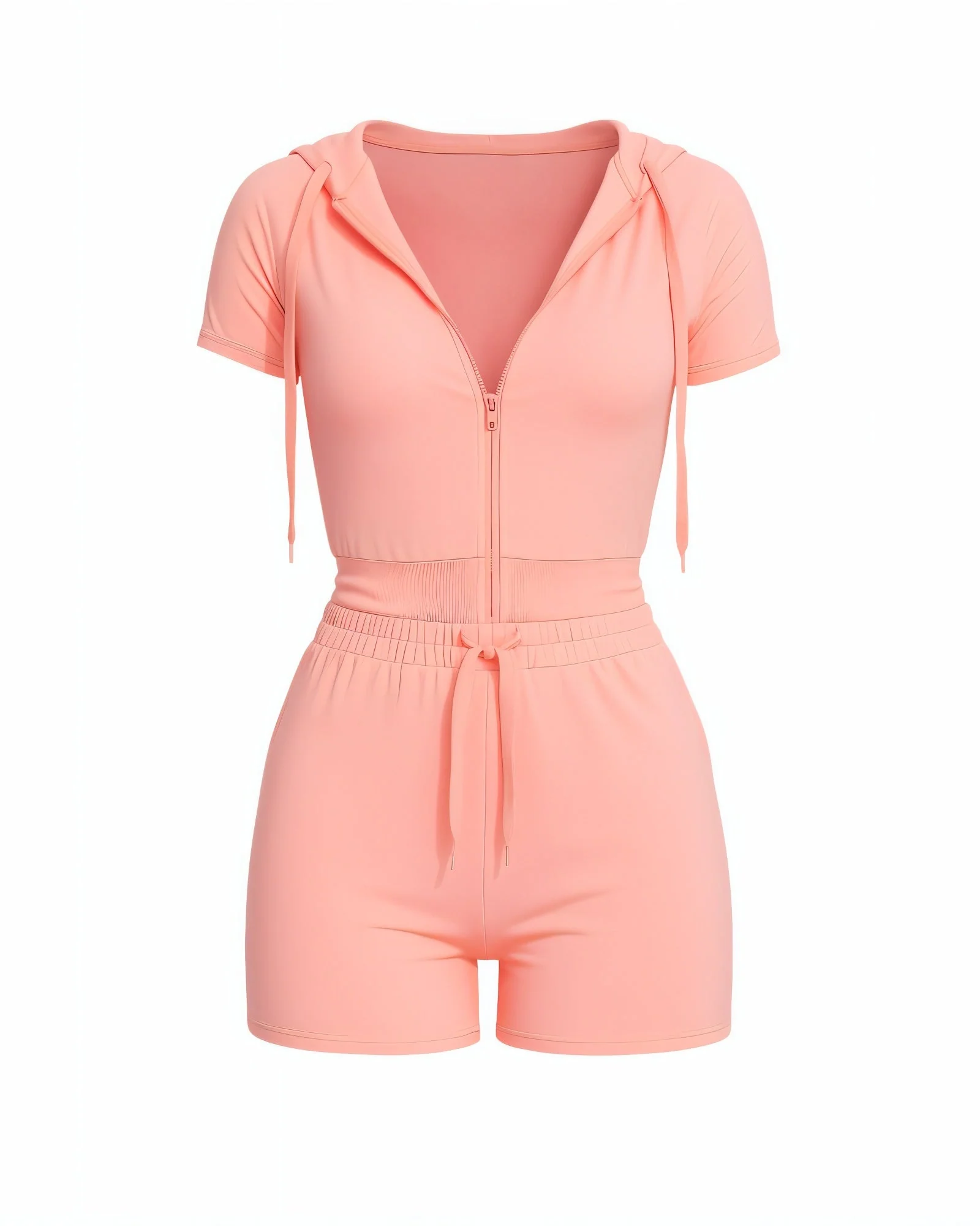 LAVENDER Zip-Up Hoodie Top & Drawstring Shorts Set - Image 4