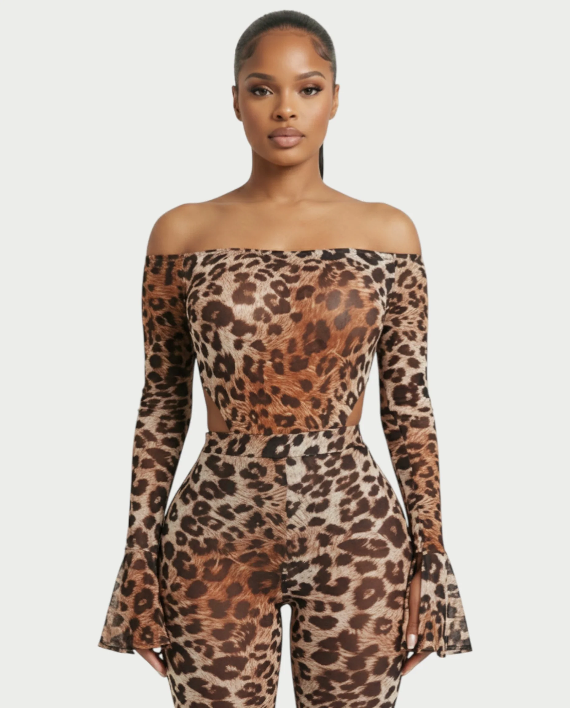 LIBRA Leopard Print Off Shoulder Set - Image 4