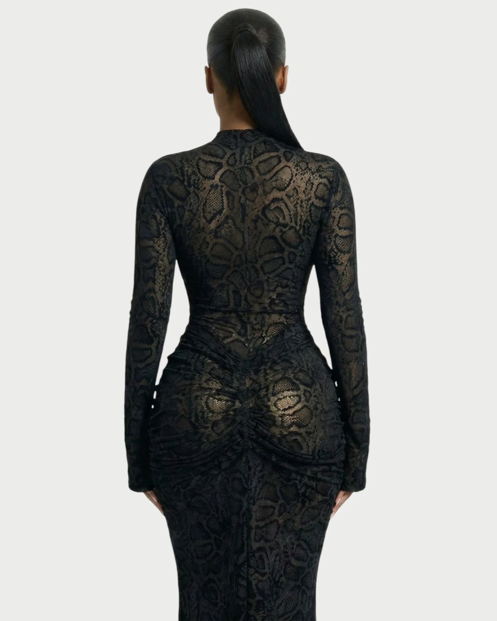 LIYANA Lace Ruched Bell Sleeve Maxi Dress - Image 5