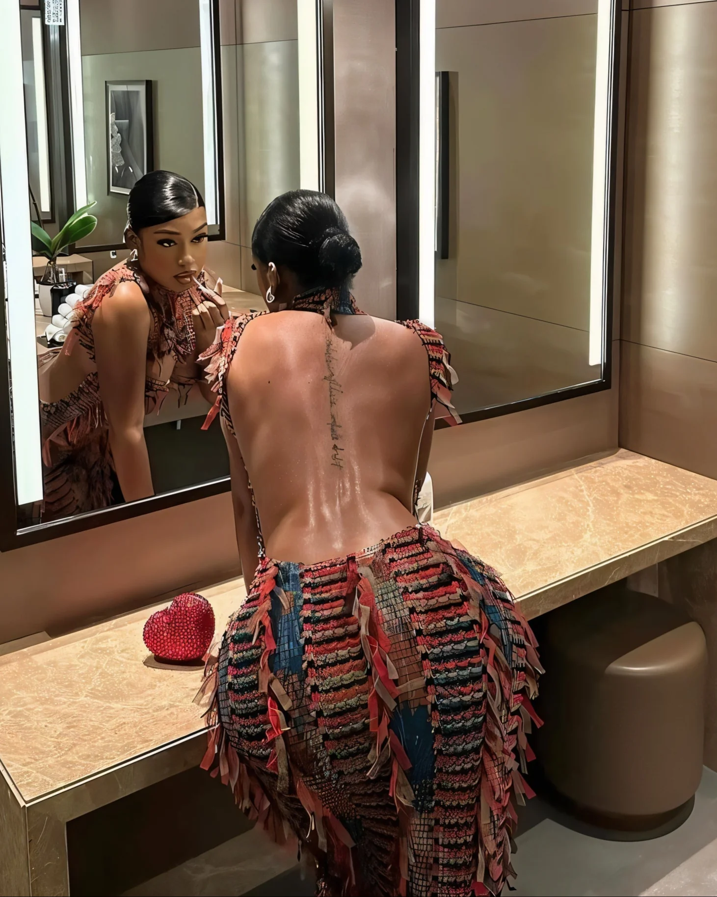 LOLA High Neck Textured Midi Dress - Image 3