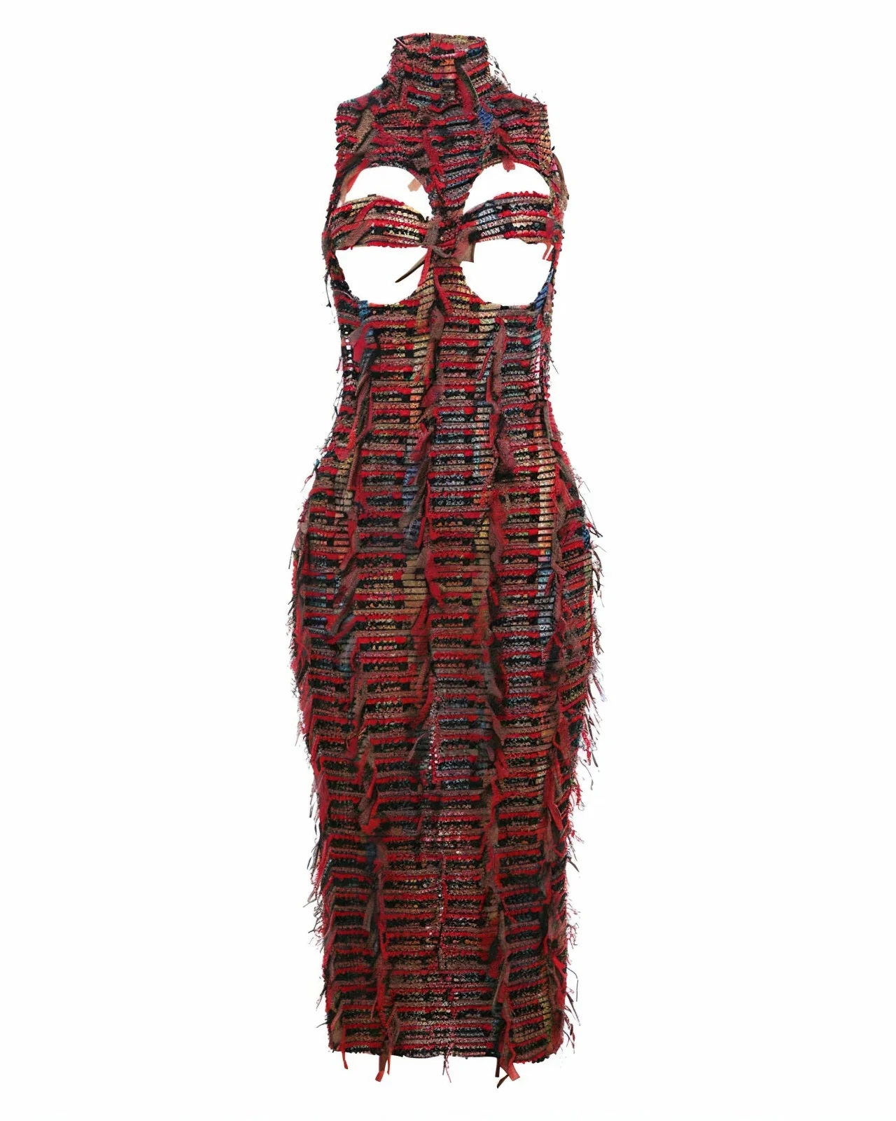 LOLA High Neck Textured Midi Dress - Image 7