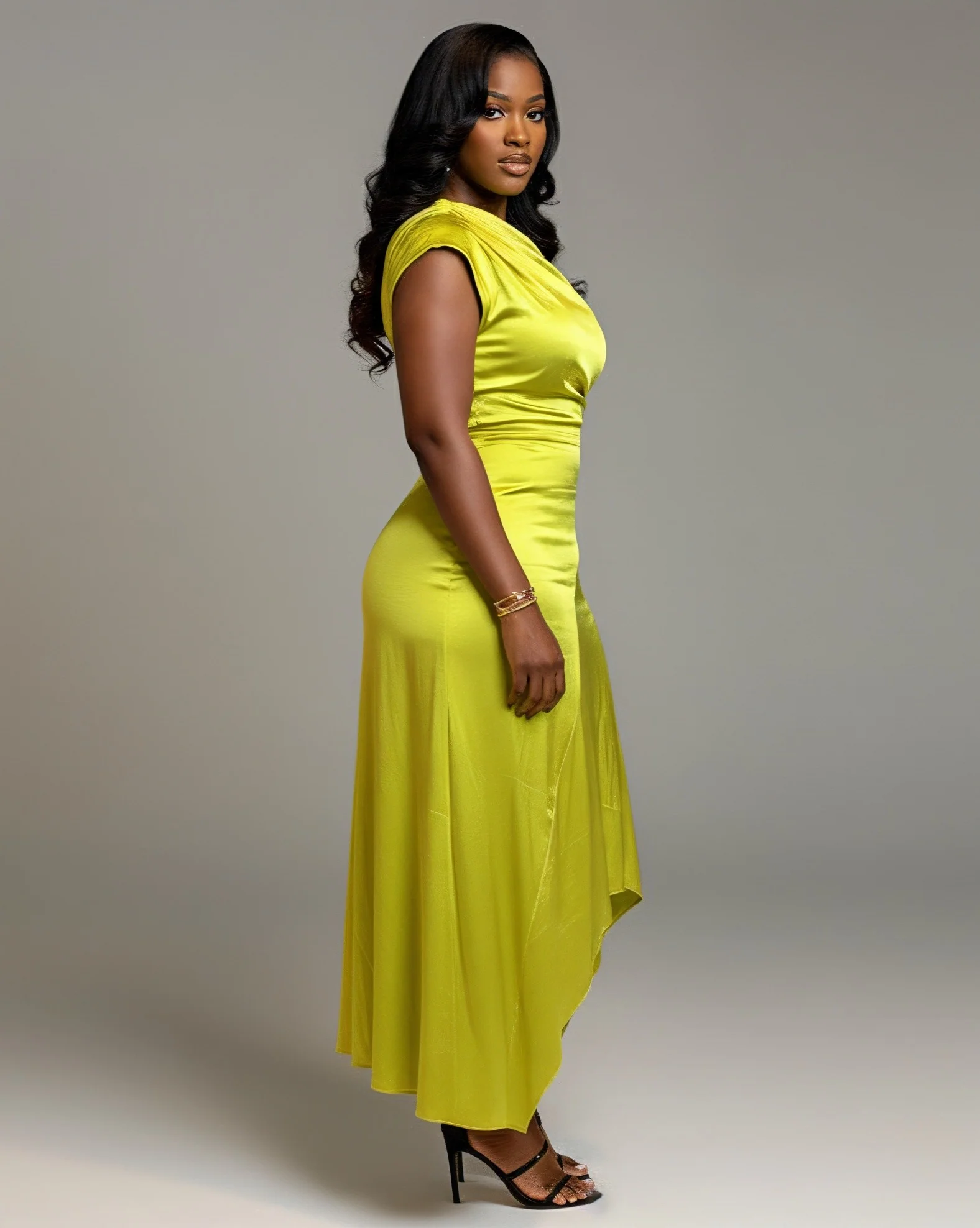 LOVISA Off-Shoulder Draped Asymmetrical Midi Dress - Image 3