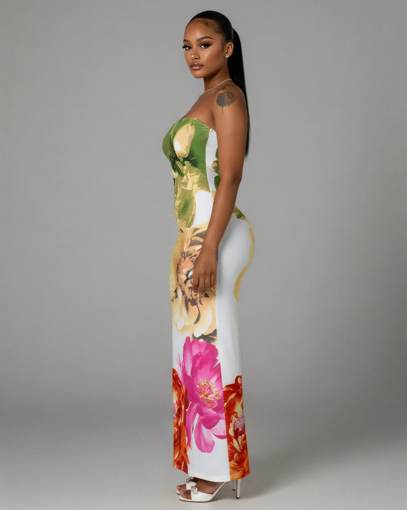 LYCA Floral Print Strapless Maxi Dress - Image 3