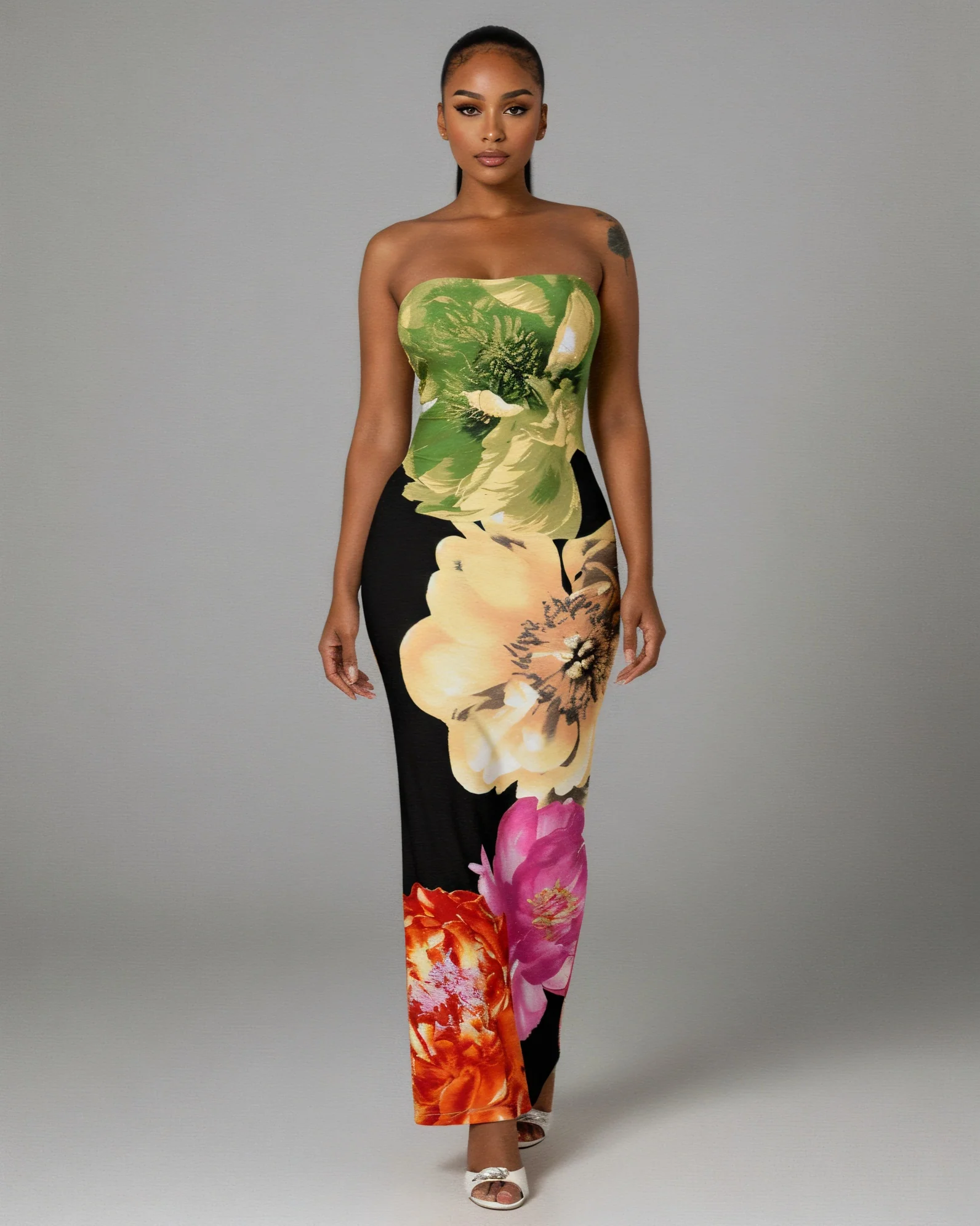LYCA Floral Print Strapless Maxi Dress - Image 5