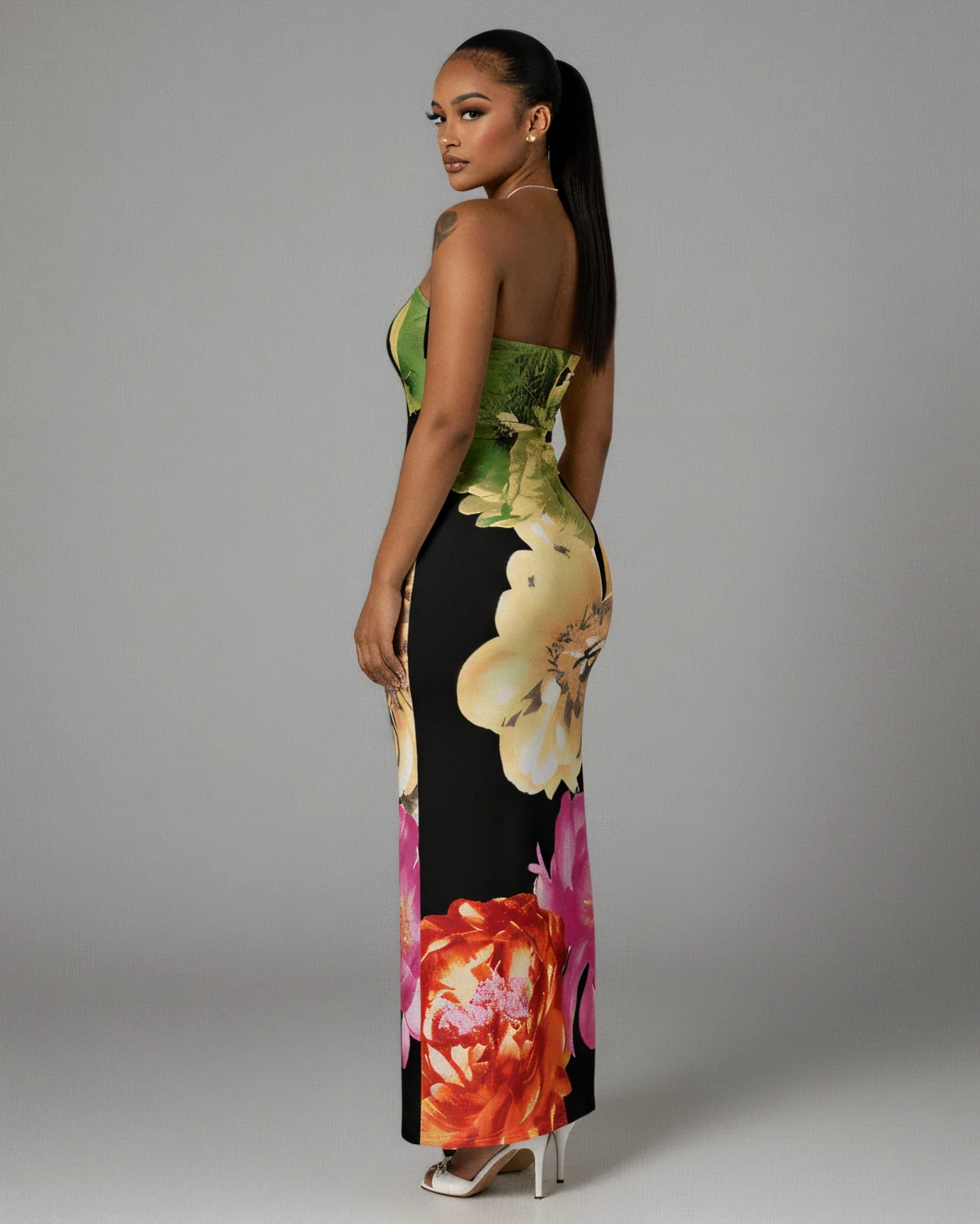 LYCA Floral Print Strapless Maxi Dress - Image 8