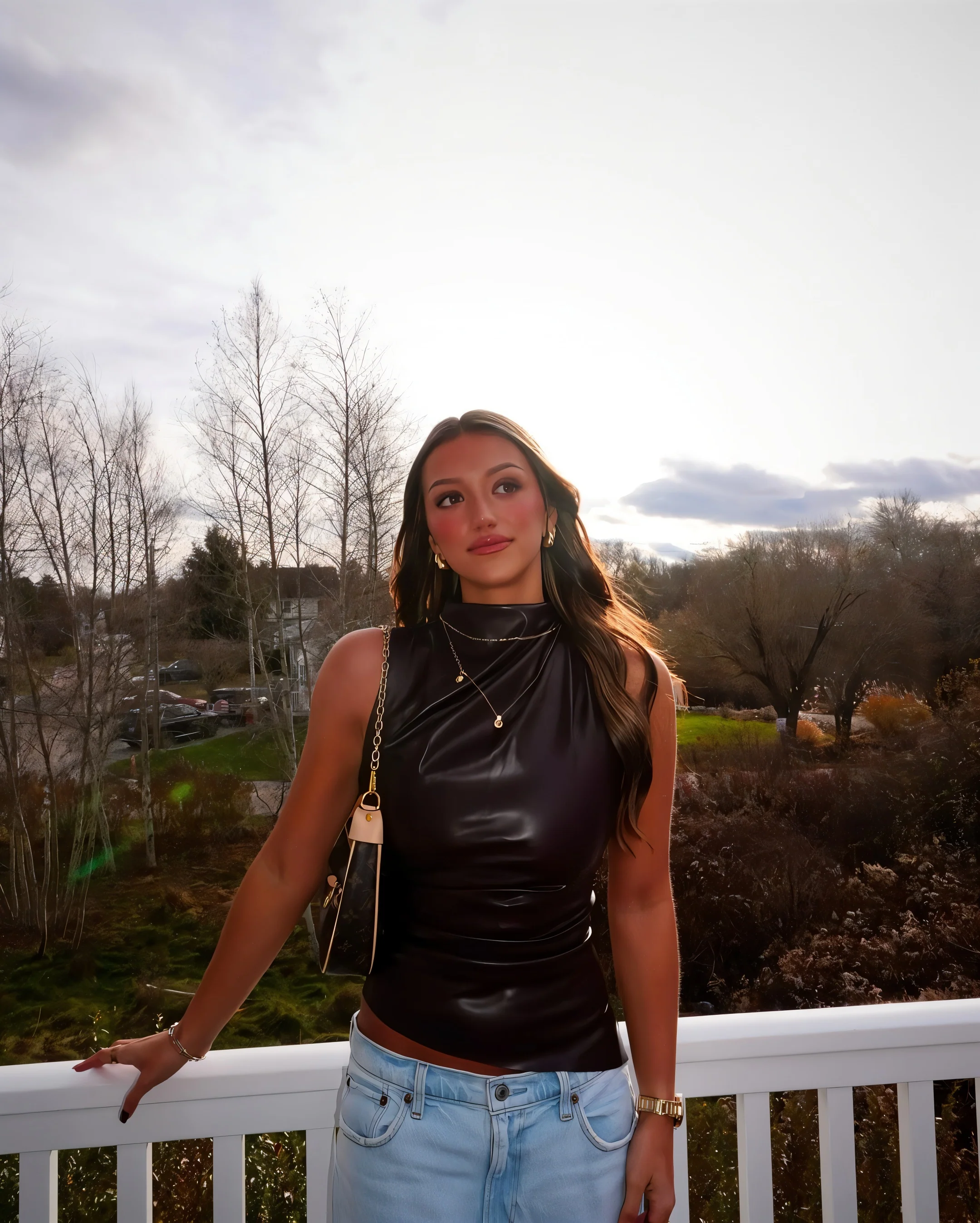 MABEL Faux Leather Draped Top - Image 11