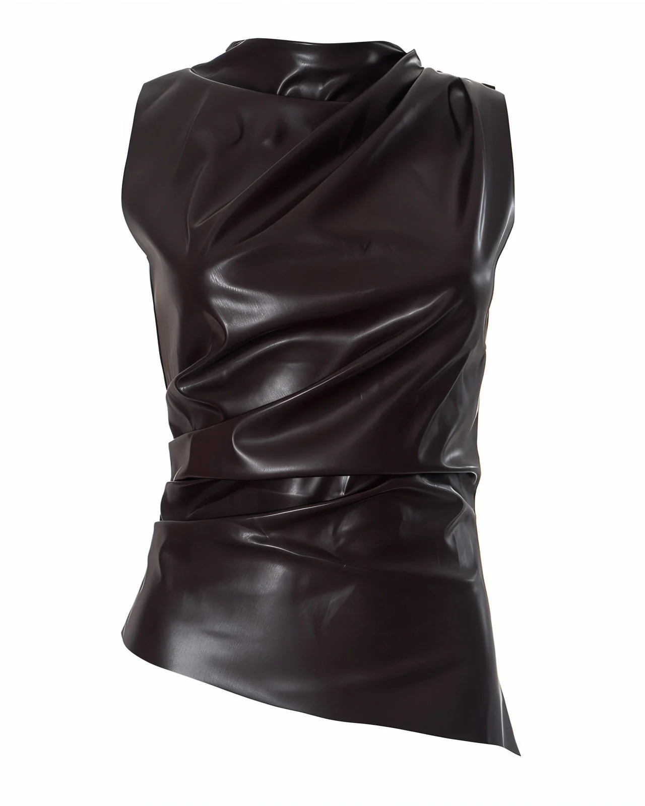 MABEL Faux Leather Draped Top - Image 13