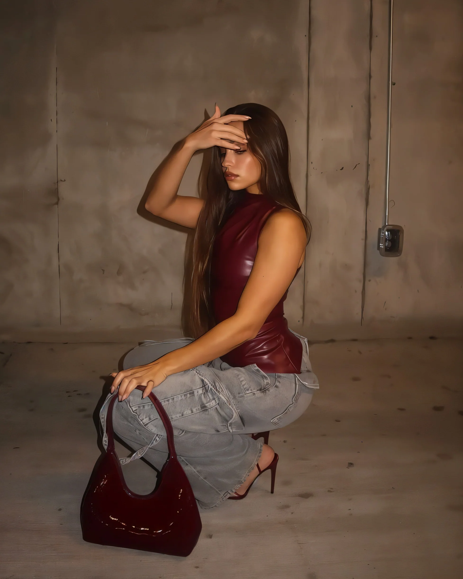 MABEL Faux Leather Draped Top - Image 5