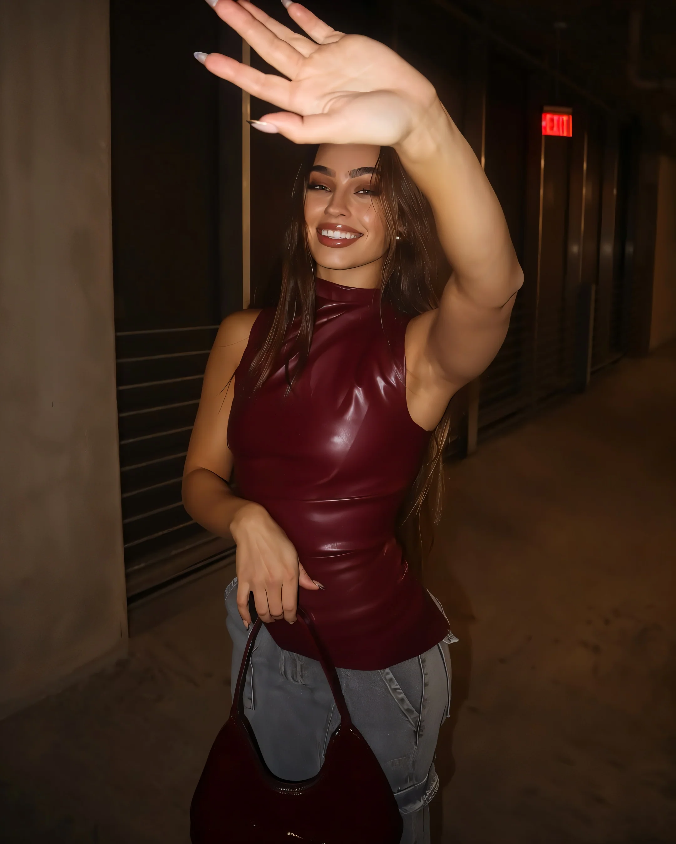 MABEL Faux Leather Draped Top - Image 6