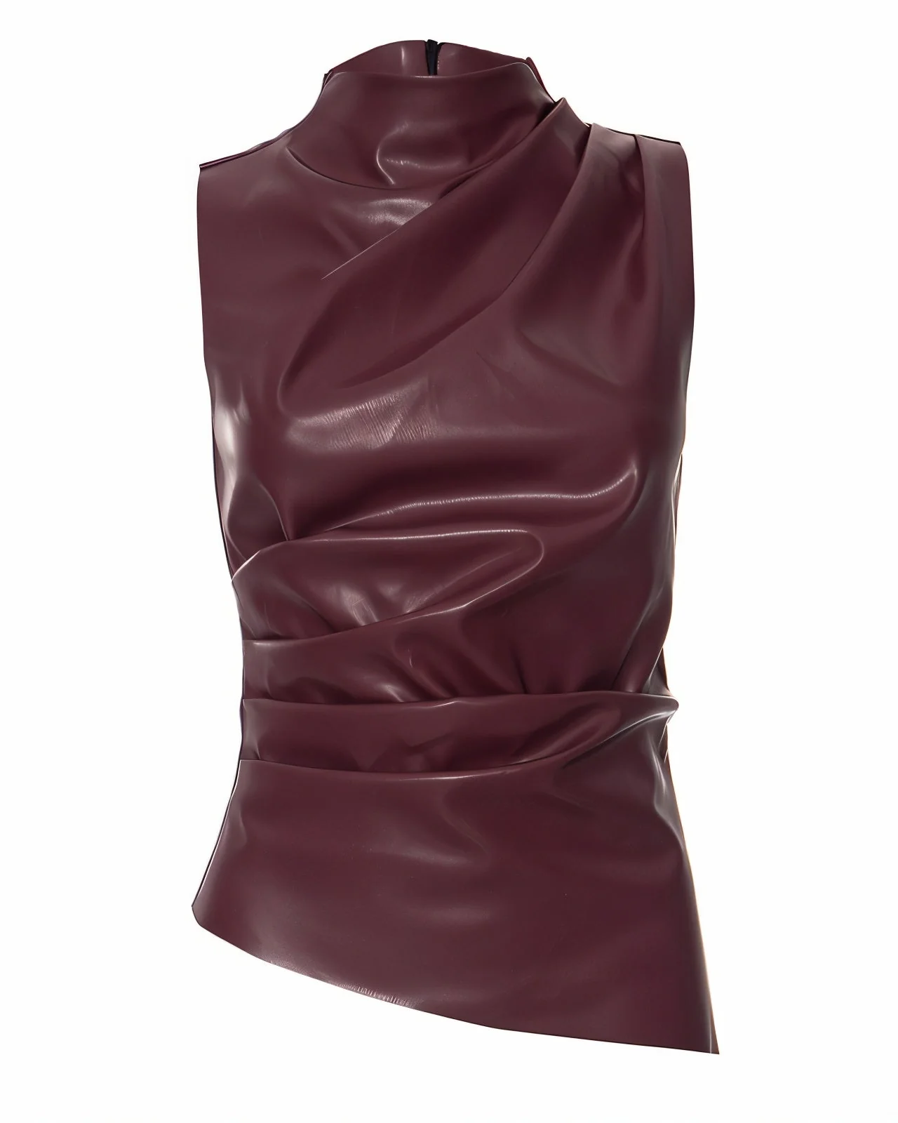 MABEL Faux Leather Draped Top - Image 7