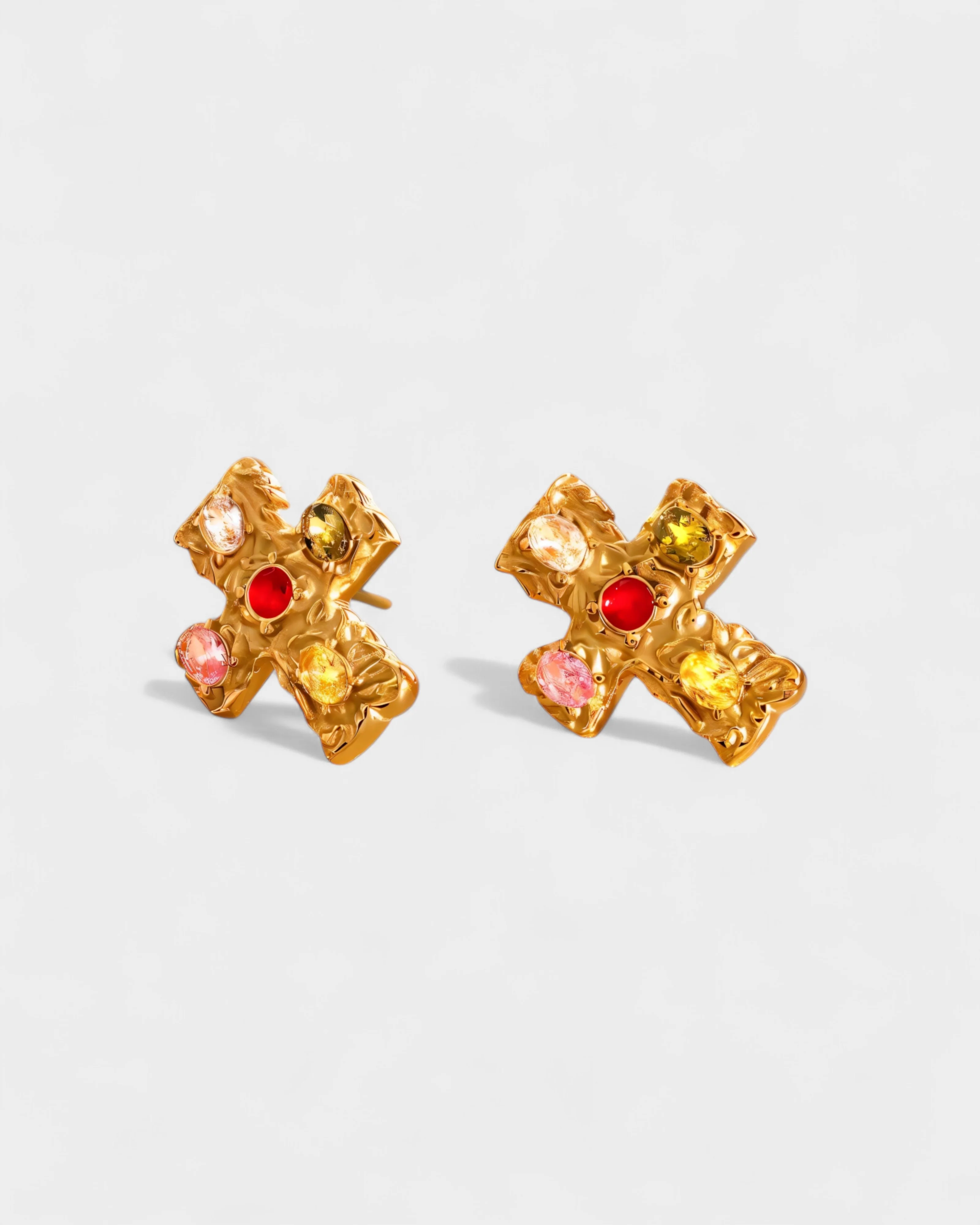 MAINE Multi-Stone Cross Stud Earrings - Image 3