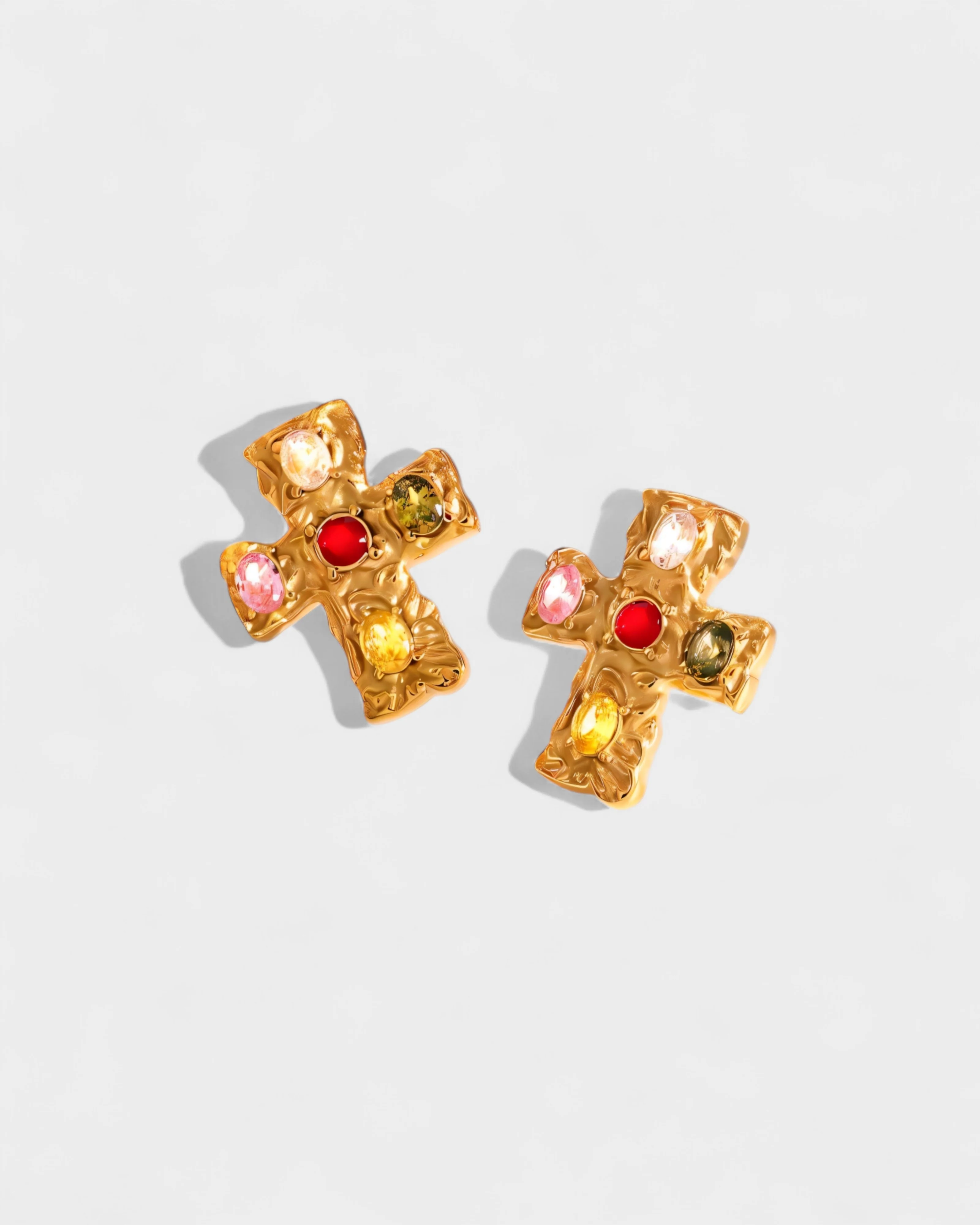 MAINE Multi-Stone Cross Stud Earrings - Image 4