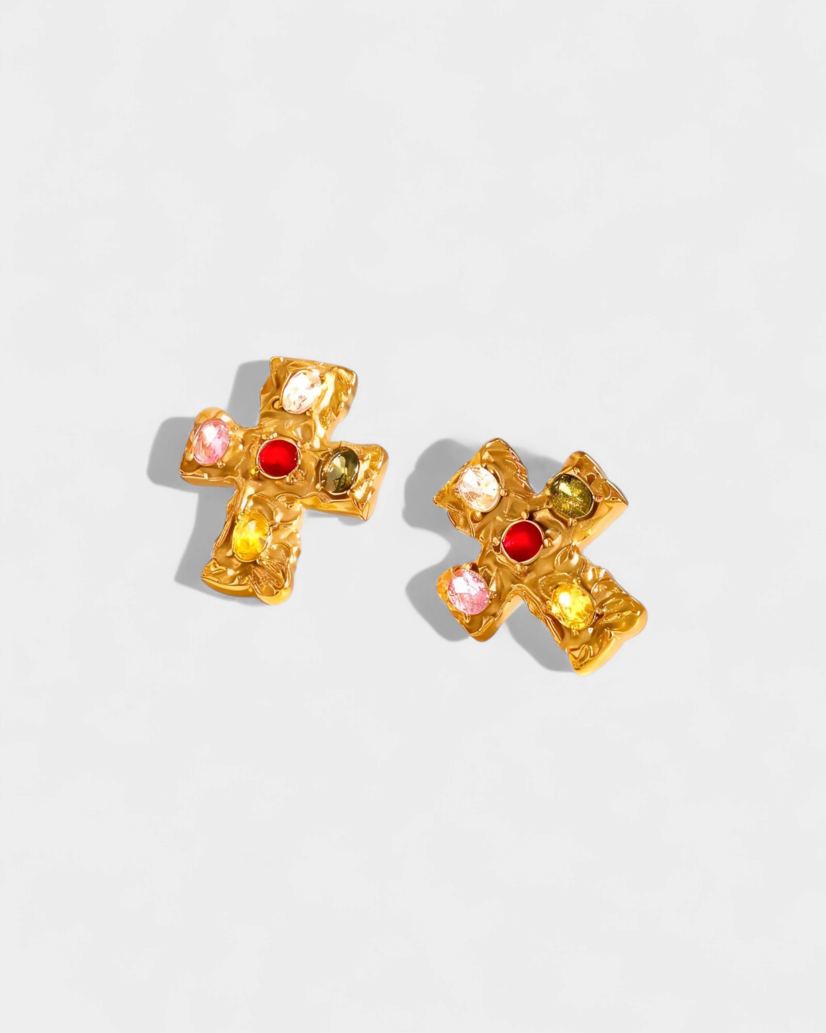 MAINE Multi-Stone Cross Stud Earrings - Image 5