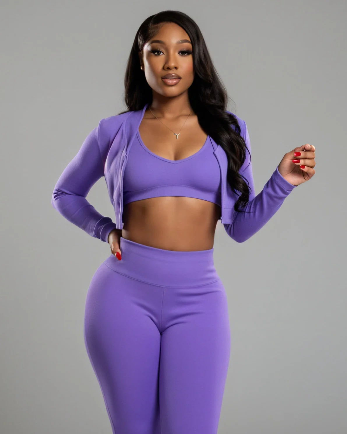 MARJORIE 3-Piece Zip Up Top & Flare Pants Set - Image 14