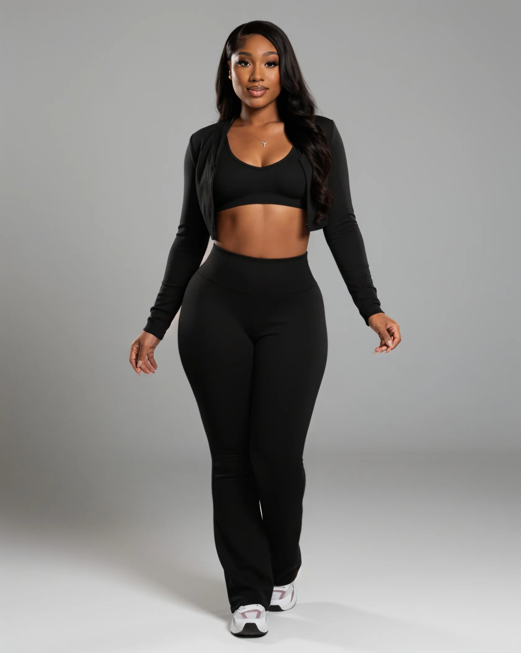 MARJORIE 3-Piece Zip Up Top & Flare Pants Set - Image 9